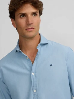 Camisa sport denim azul medio