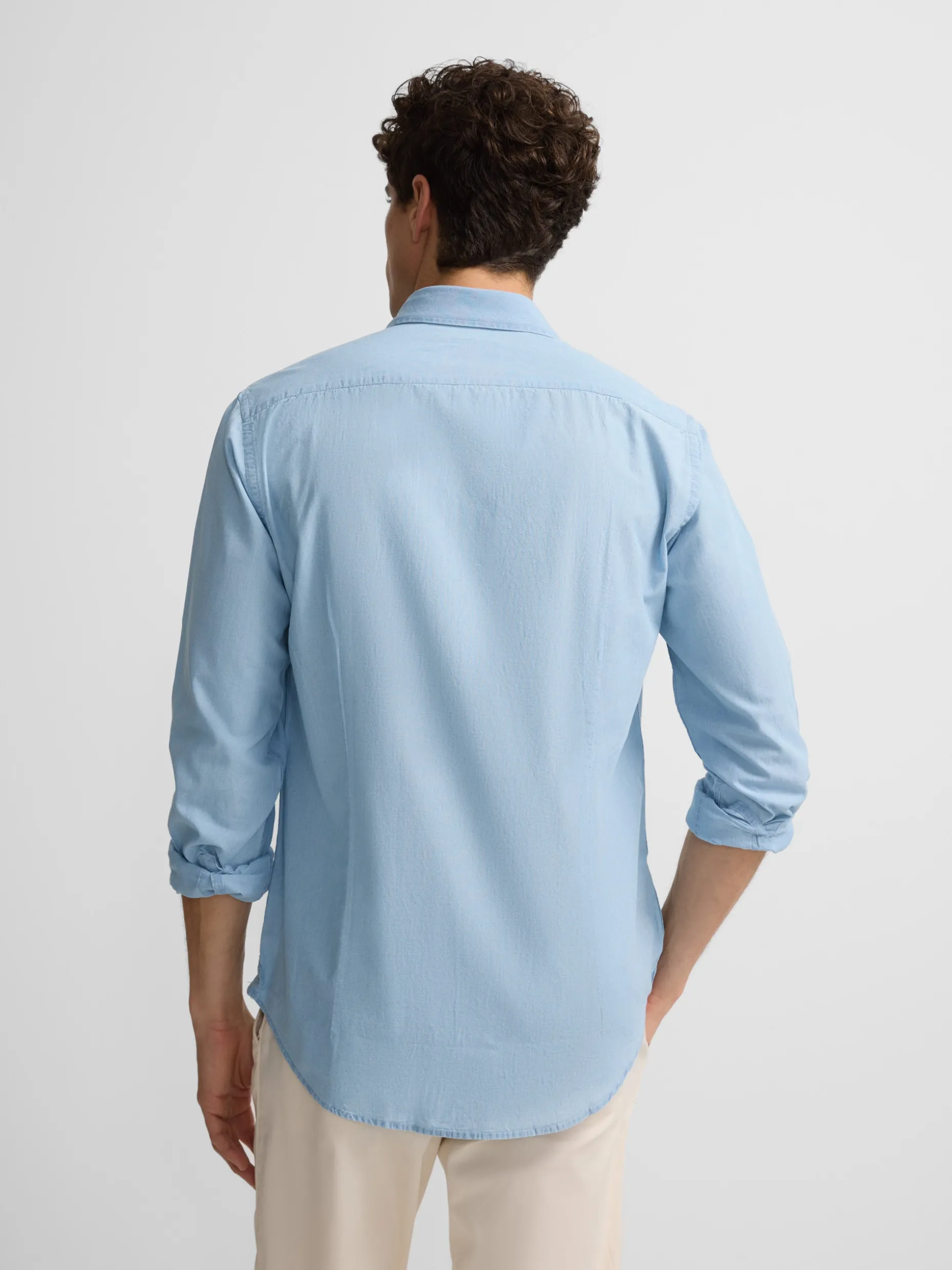 Camisa sport denim cutaway azul claro