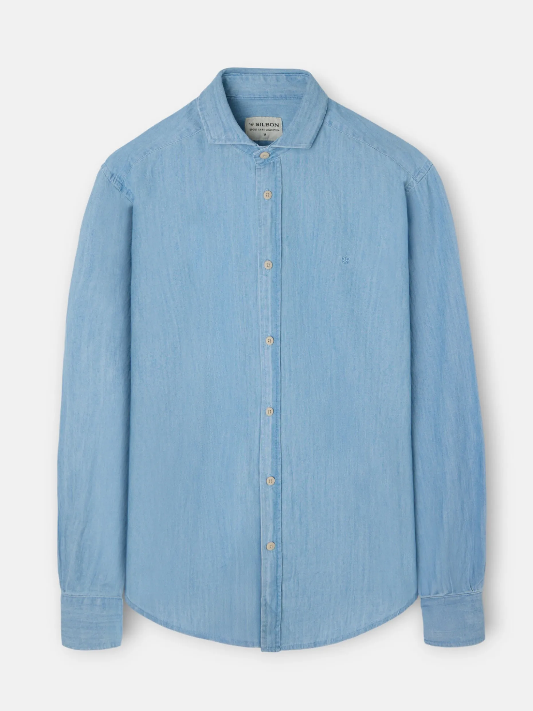Camisa sport denim cutaway azul claro