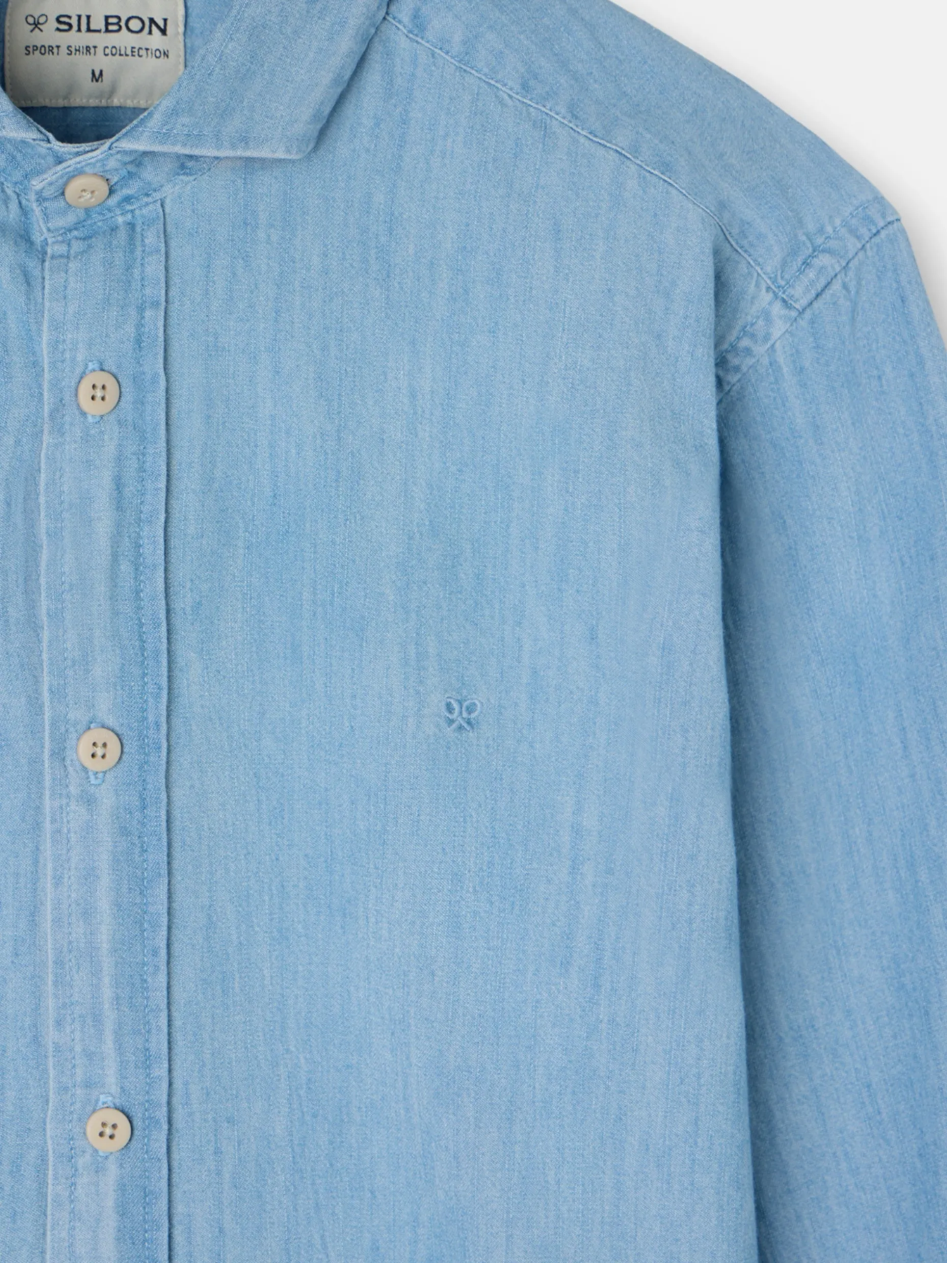 Camisa sport denim cutaway azul claro