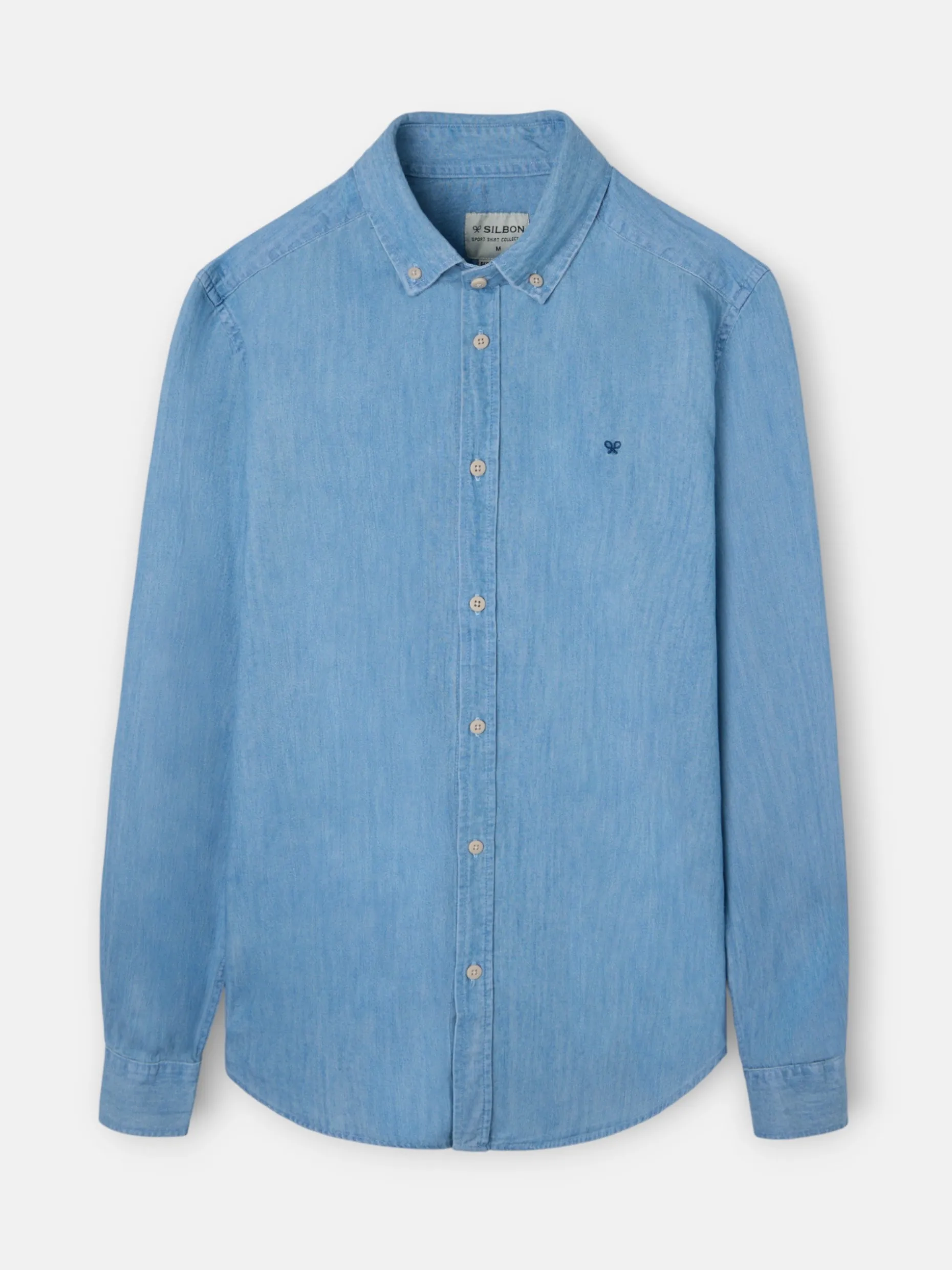 Camisa sport denim regular fit azul claro