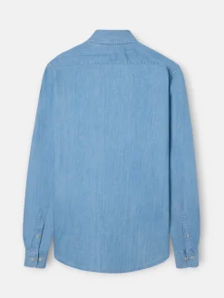 Camisa sport denim regular fit azul claro
