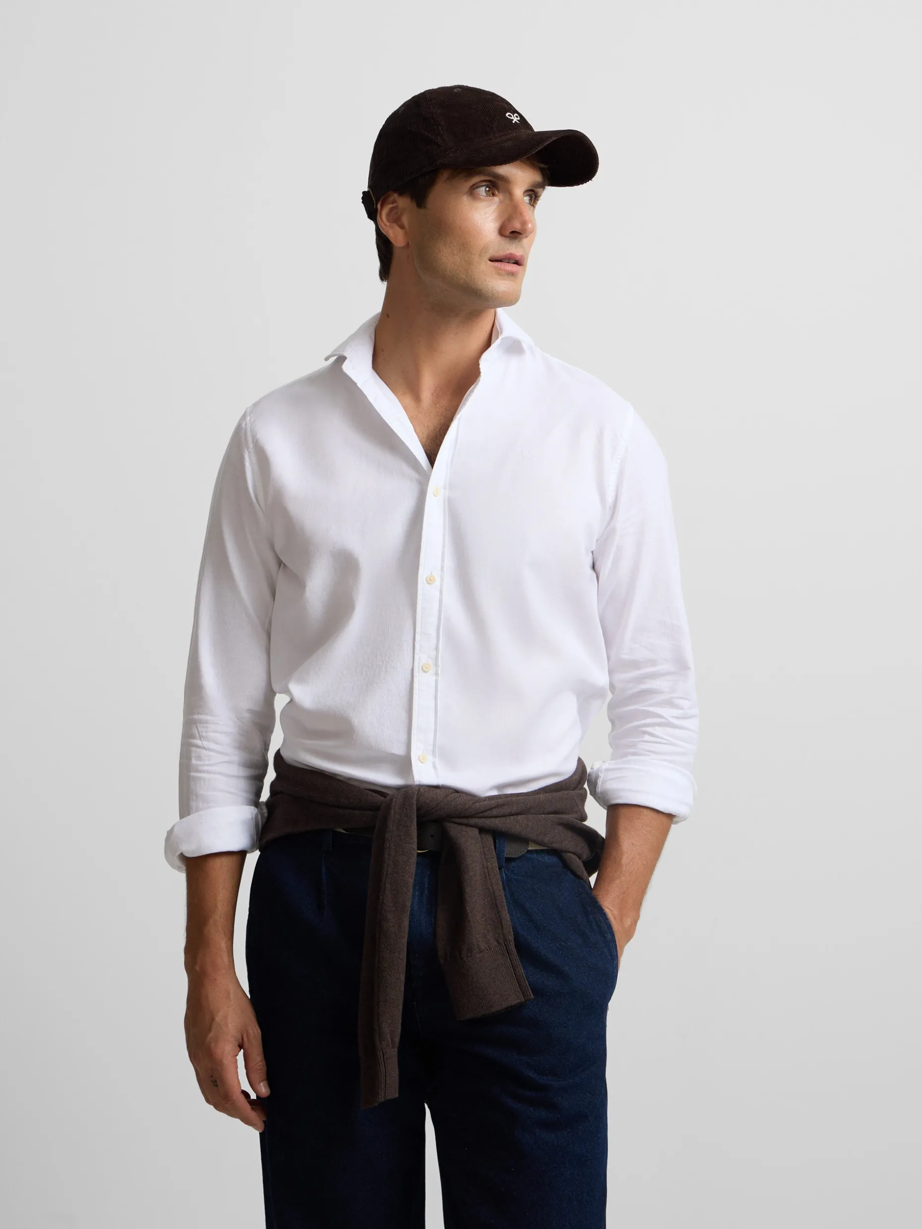 Camisa sport estructura espiga blanco