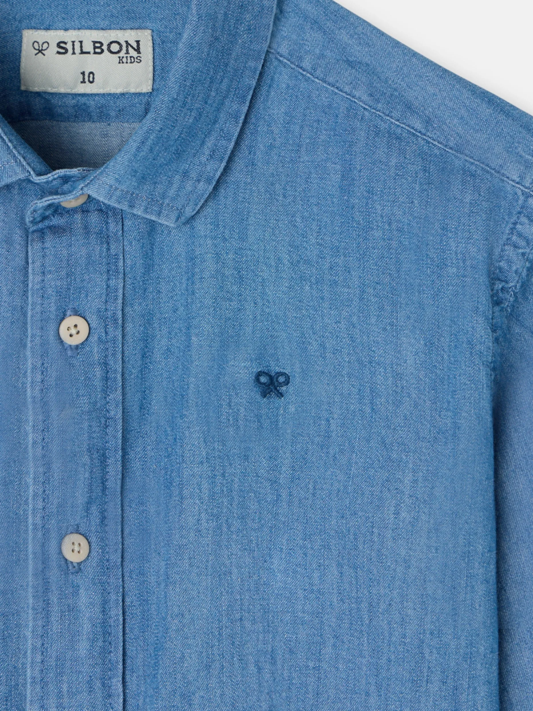 Camisa sport kids clasica denim azul claro