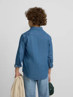 Camisa sport kids clasica denim azul claro