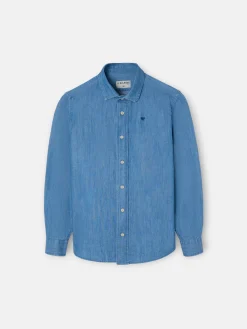 Camisa sport kids clasica denim azul claro