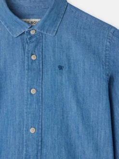 Camisa sport kids denim azul navy