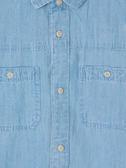 Camisa sport kids denim bolsillos azul claro