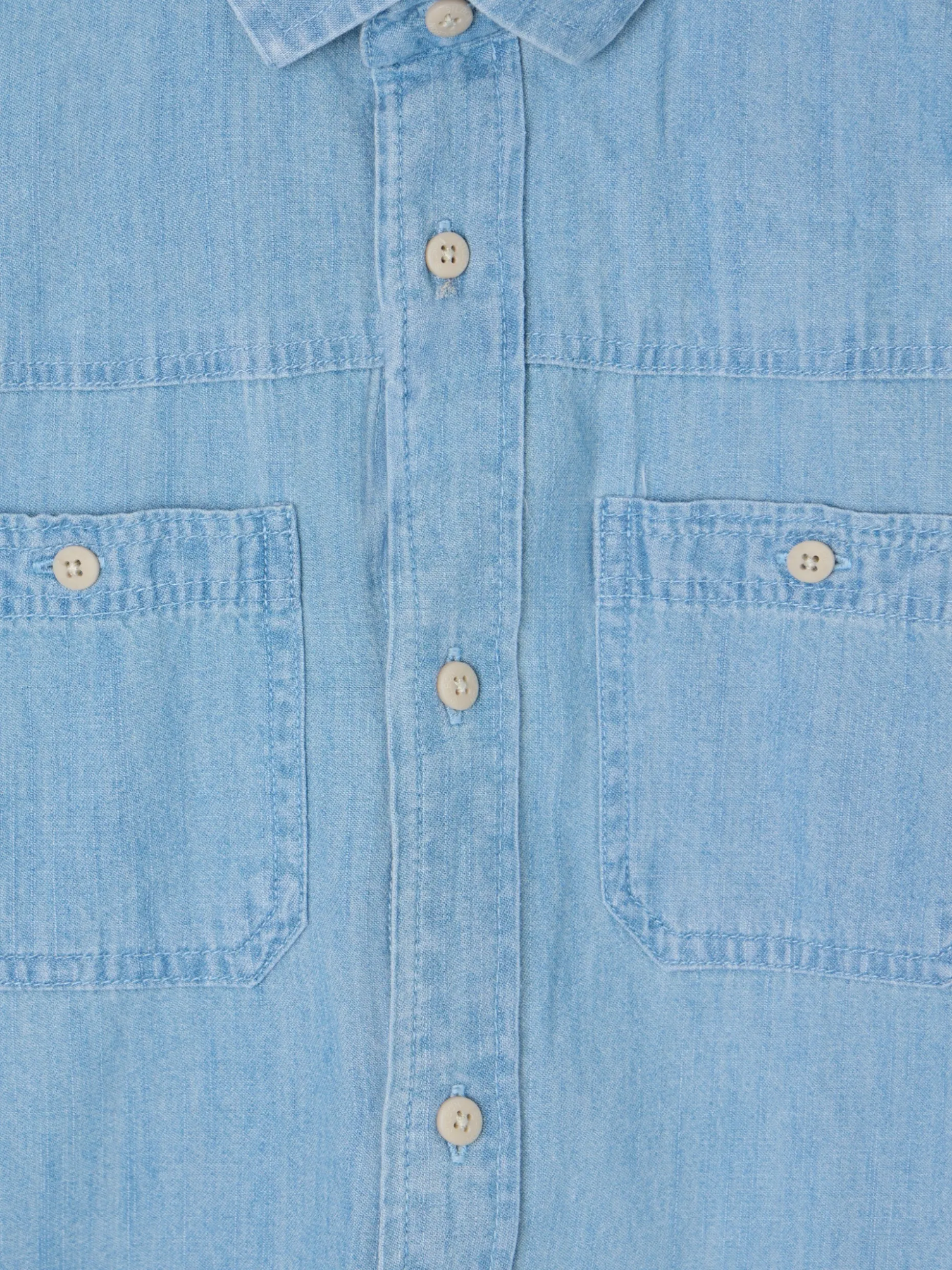 Camisa sport kids denim bolsillos azul claro