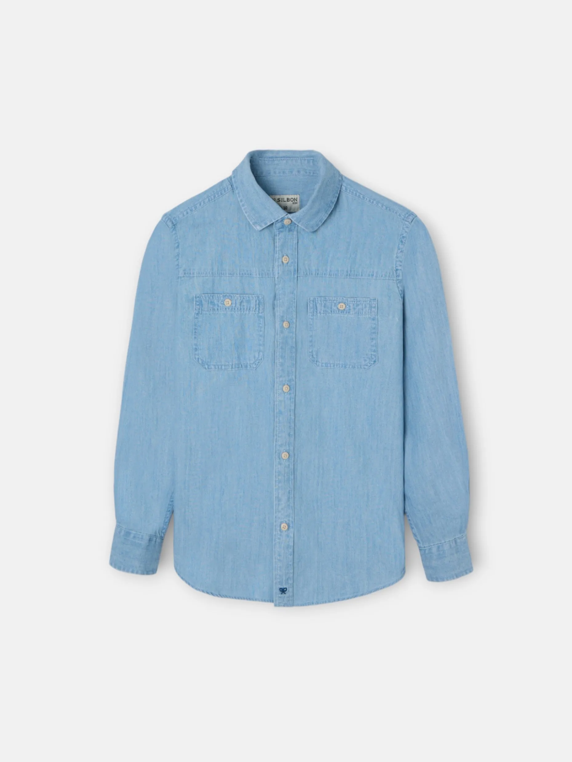 Camisa sport kids denim bolsillos azul claro