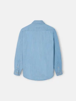 Camisa sport kids denim bolsillos azul claro