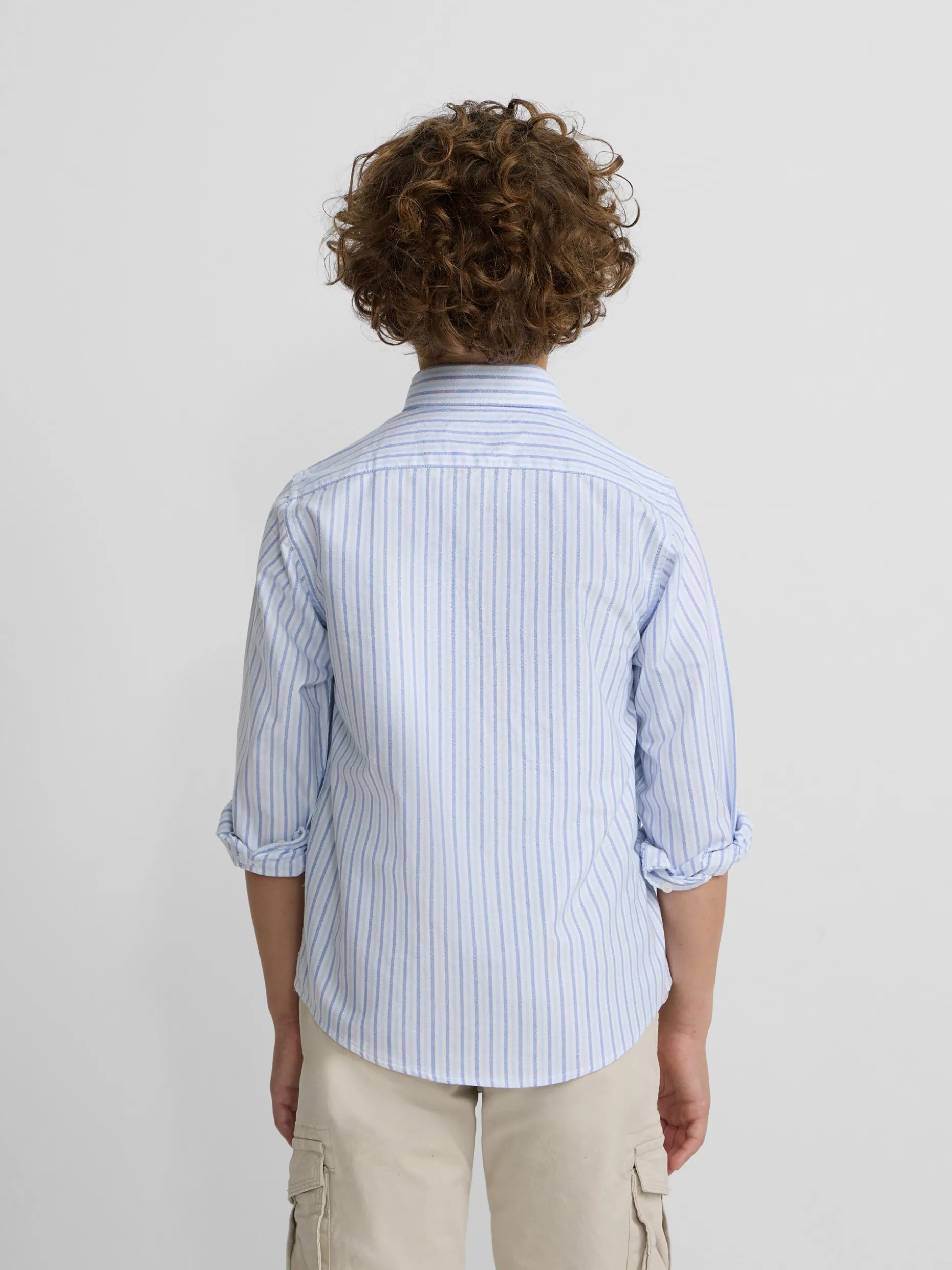 Camisa sport kids oxford rayas azul navy