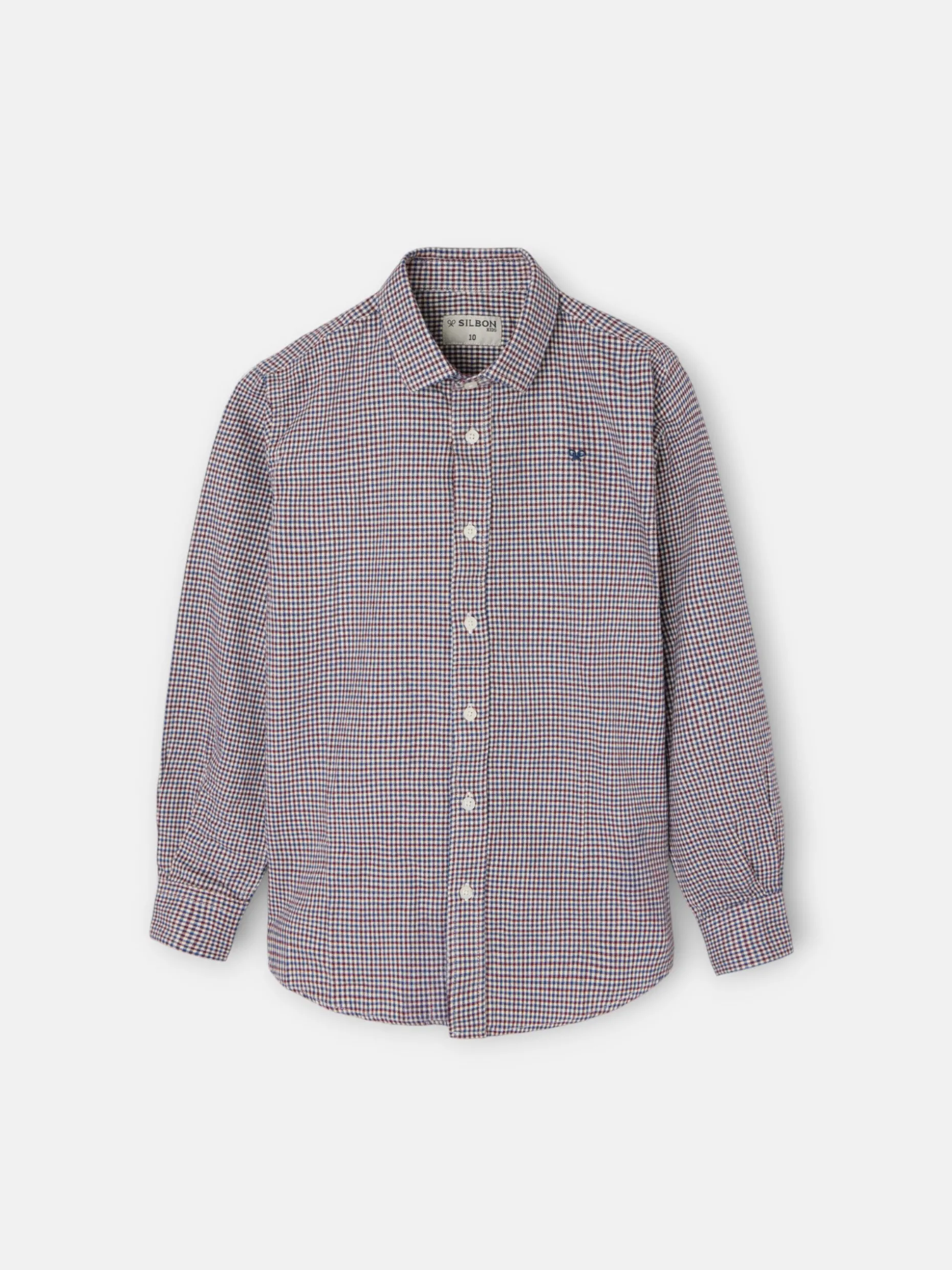Camisa sport kids warm cuadrito bicolor burdeos marino
