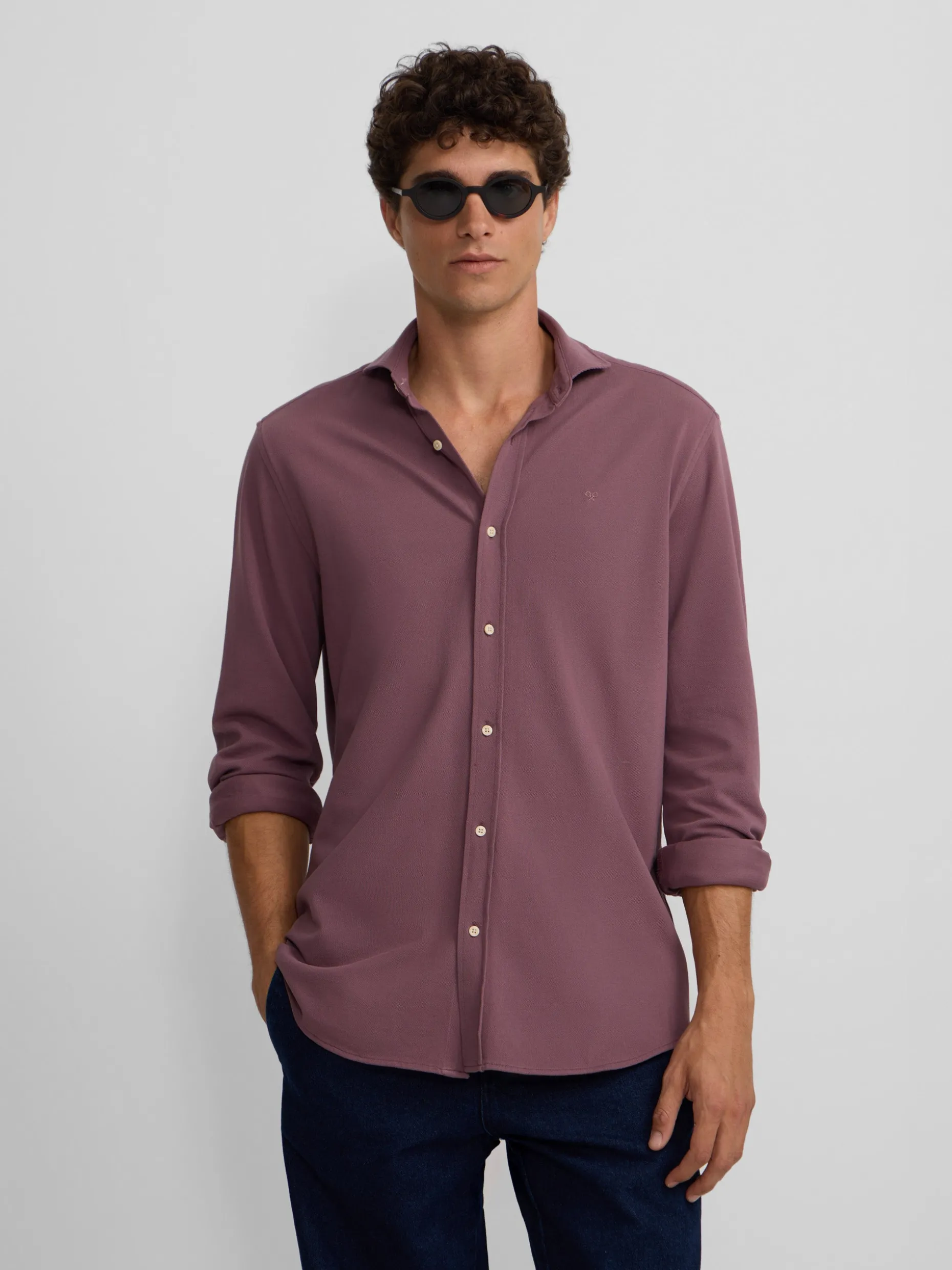 Camisa sport micropique comfort burdeos