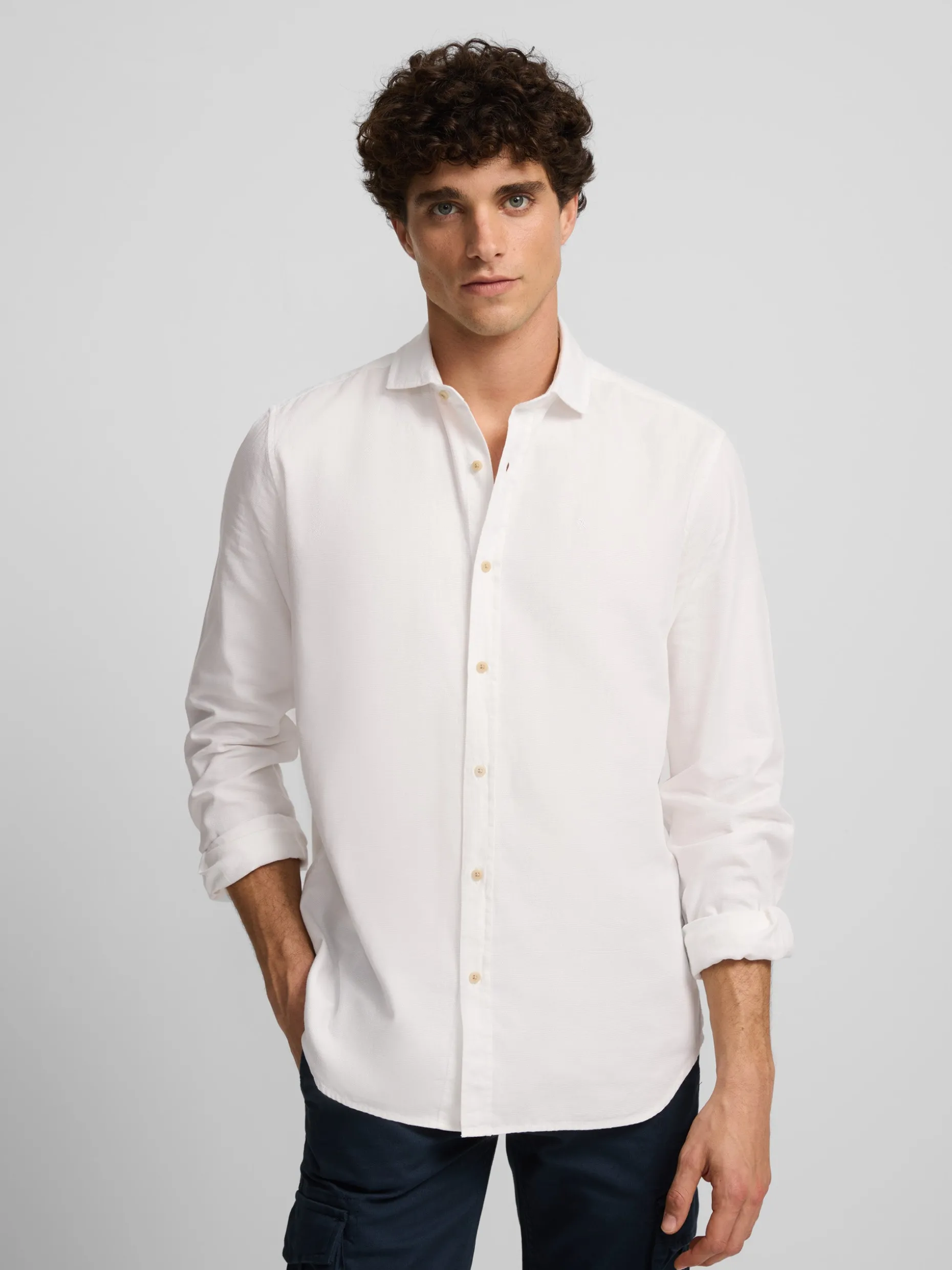 Camisa sport miniestructura blanca
