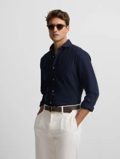 Camisa sport miniestructura azul marino