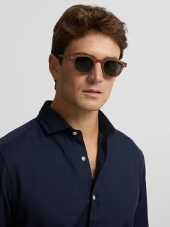 Camisa sport miniestructura azul marino