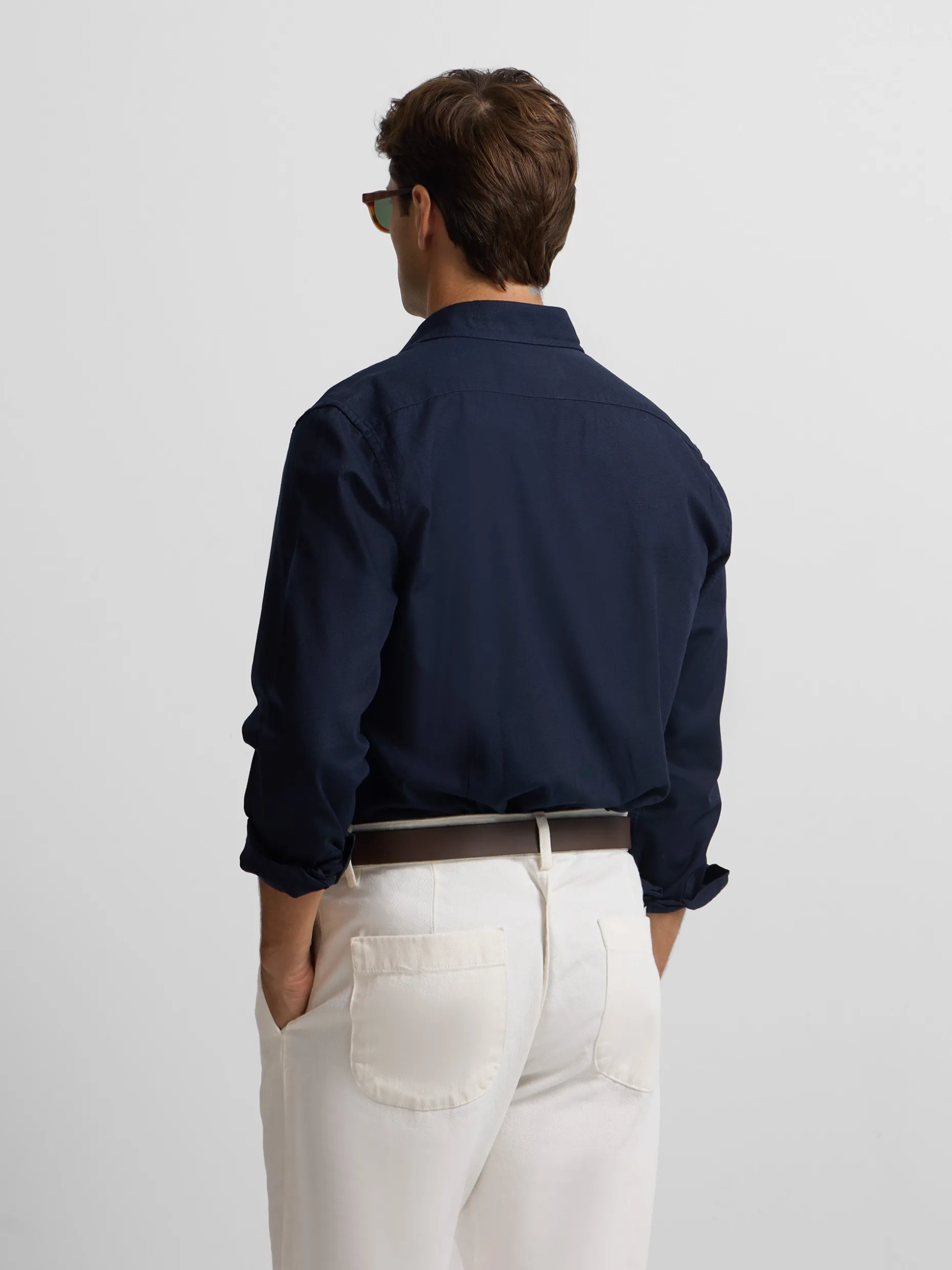 Camisa sport miniestructura azul marino