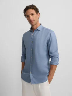 Camisa sport miniestructura azul