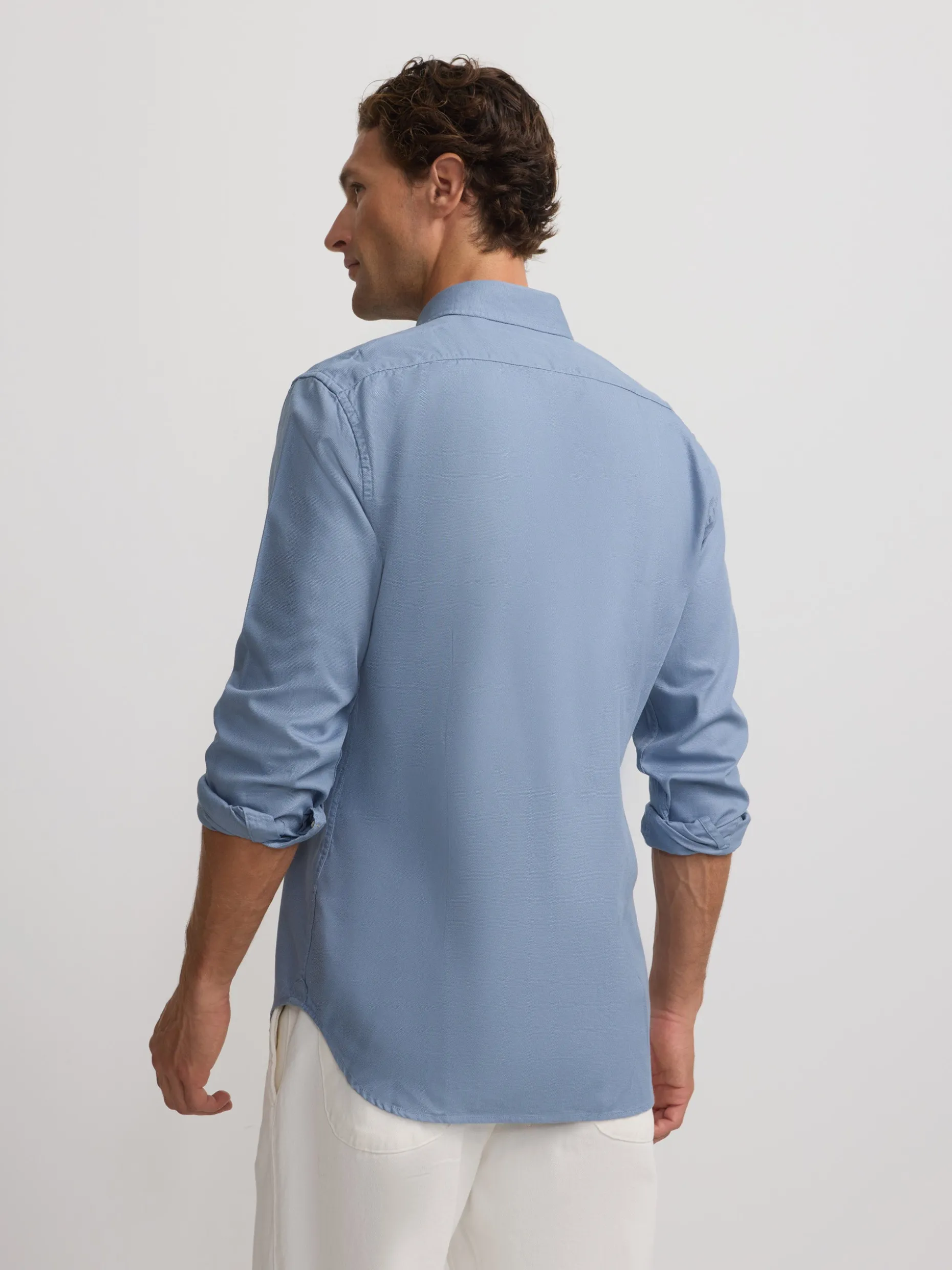 Camisa sport miniestructura azul