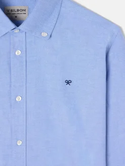 Camisa sport oxford azul medio