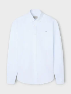 Camisa sport oxford blanca raya fina celeste