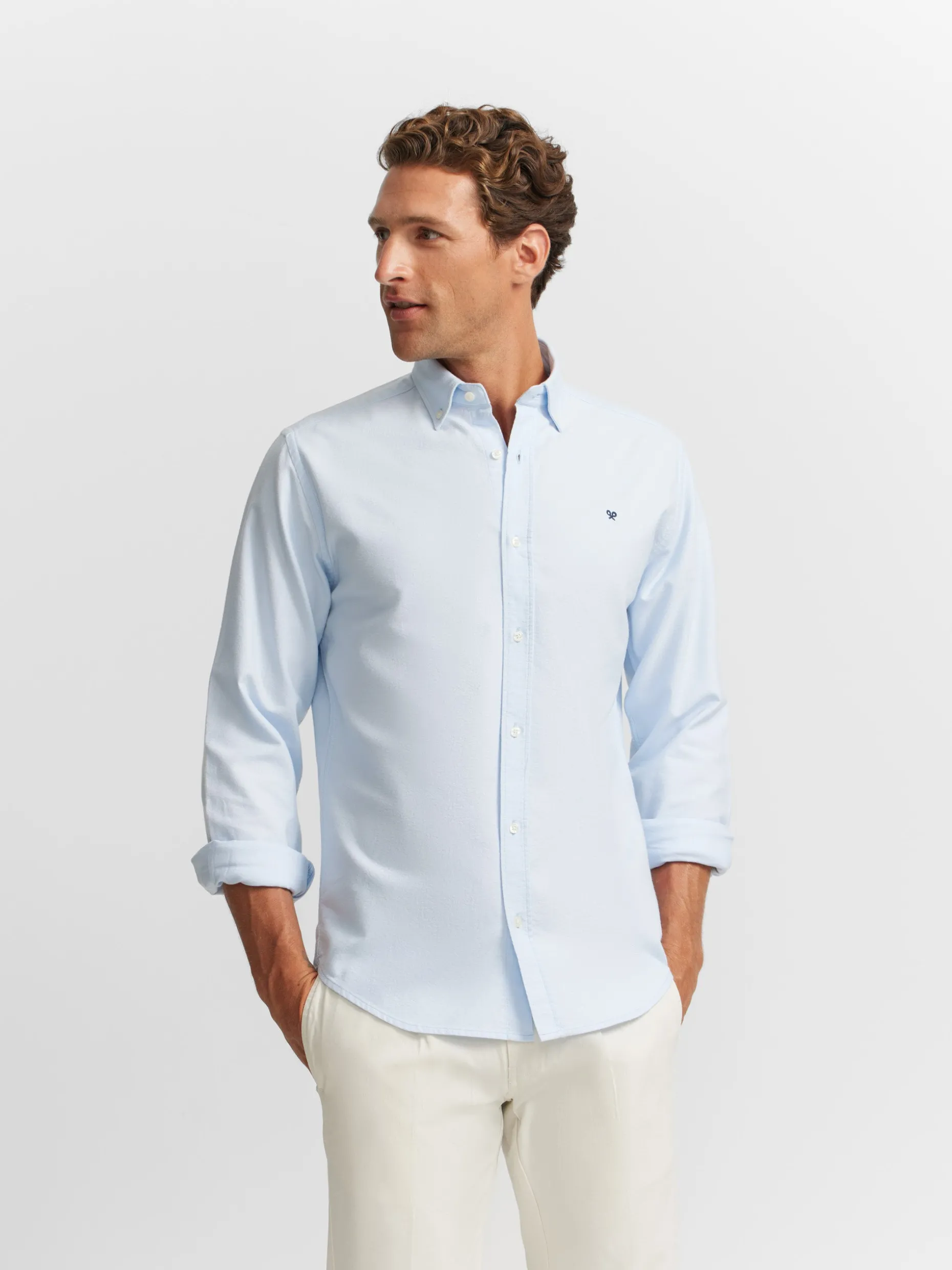 Camisa sport oxford celeste