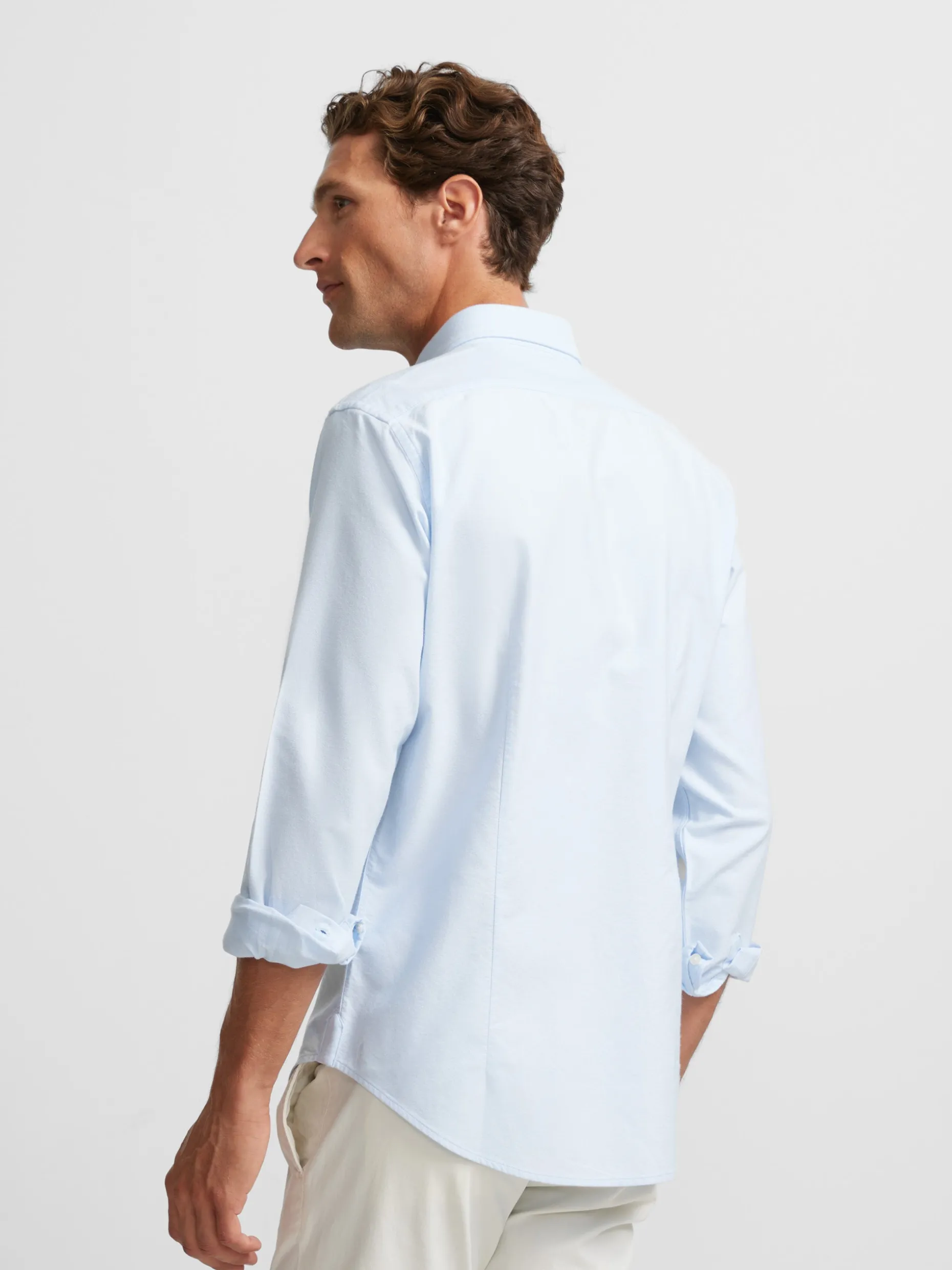 Camisa sport oxford cutaway celeste