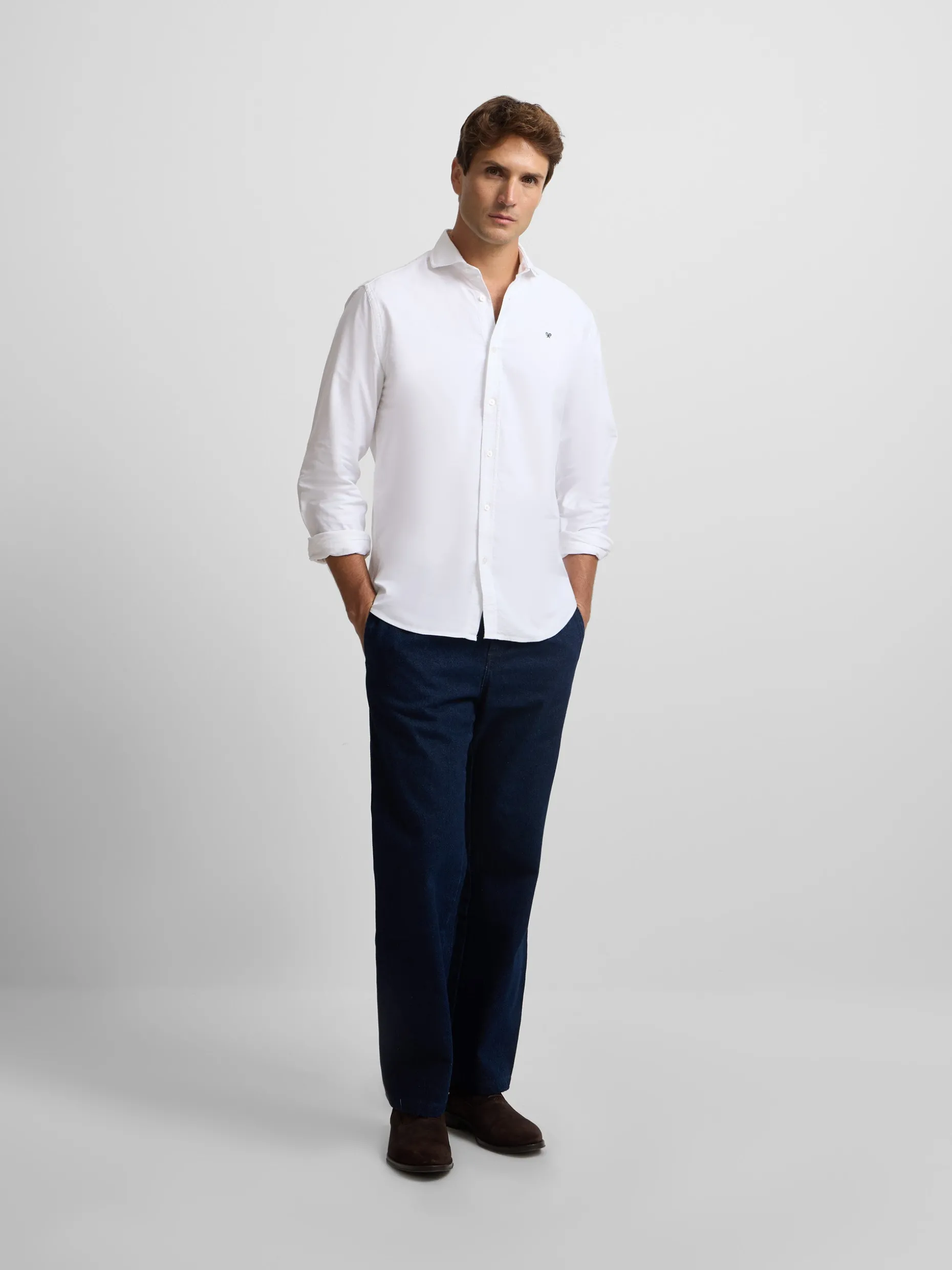 Camisa sport oxford cutaway blanca