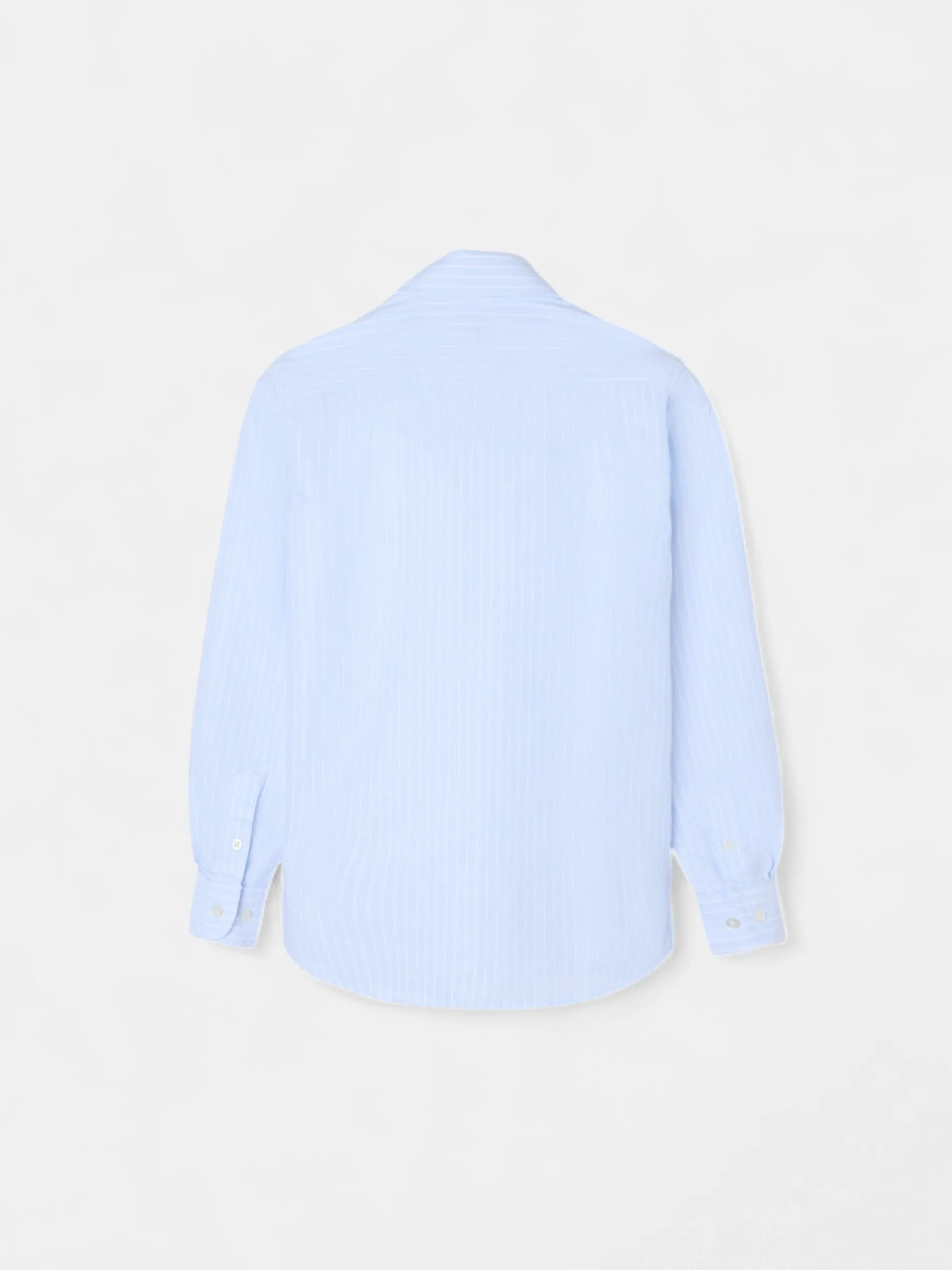 Camisa sport oxford kids celeste raya fina blanca