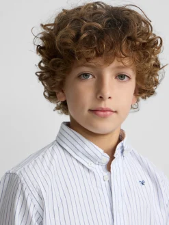 Camisa sport oxford kids blanca raya fina navy