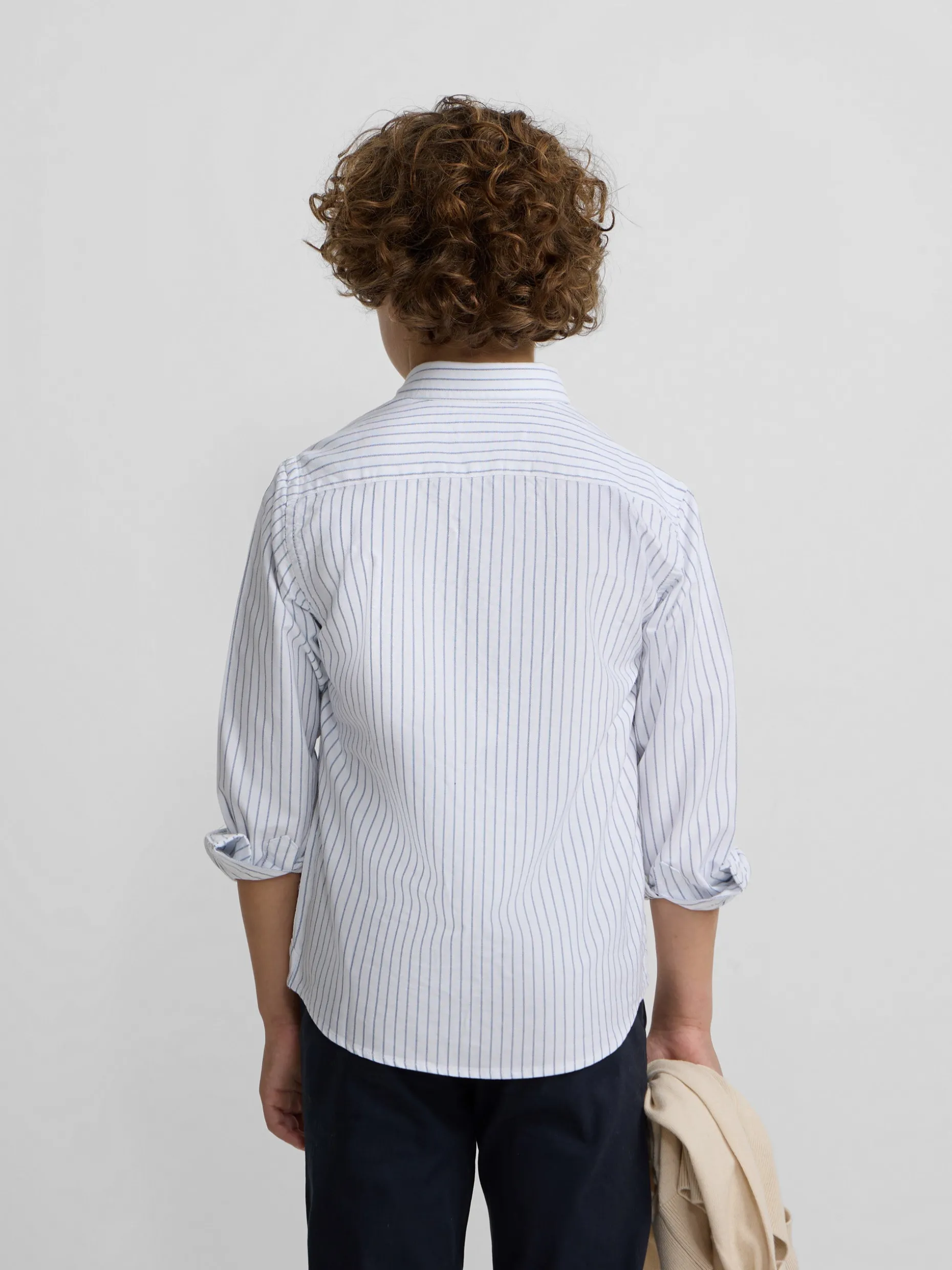 Camisa sport oxford kids blanca raya fina navy