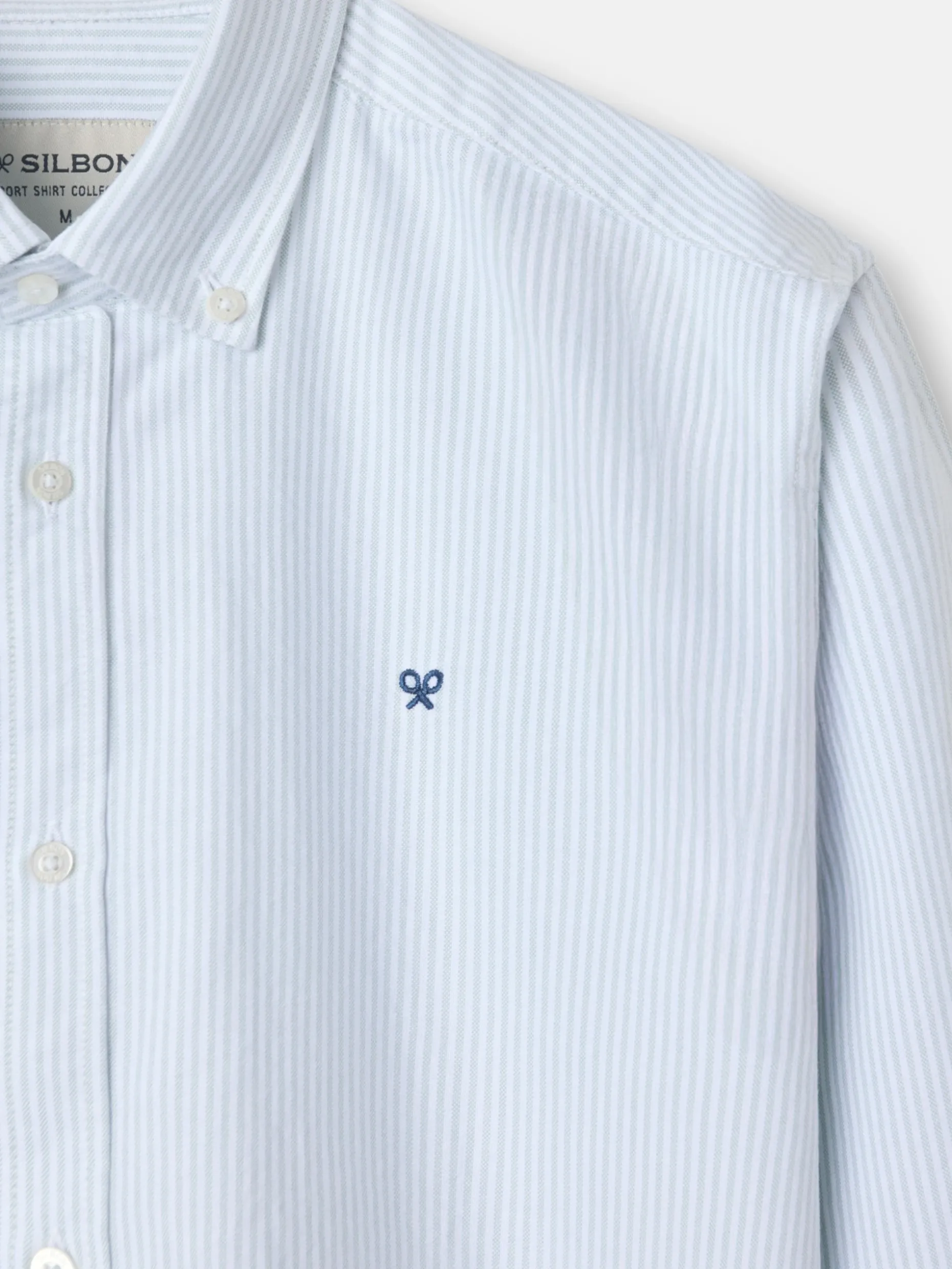 Camisa sport oxford raqueta rayas verde