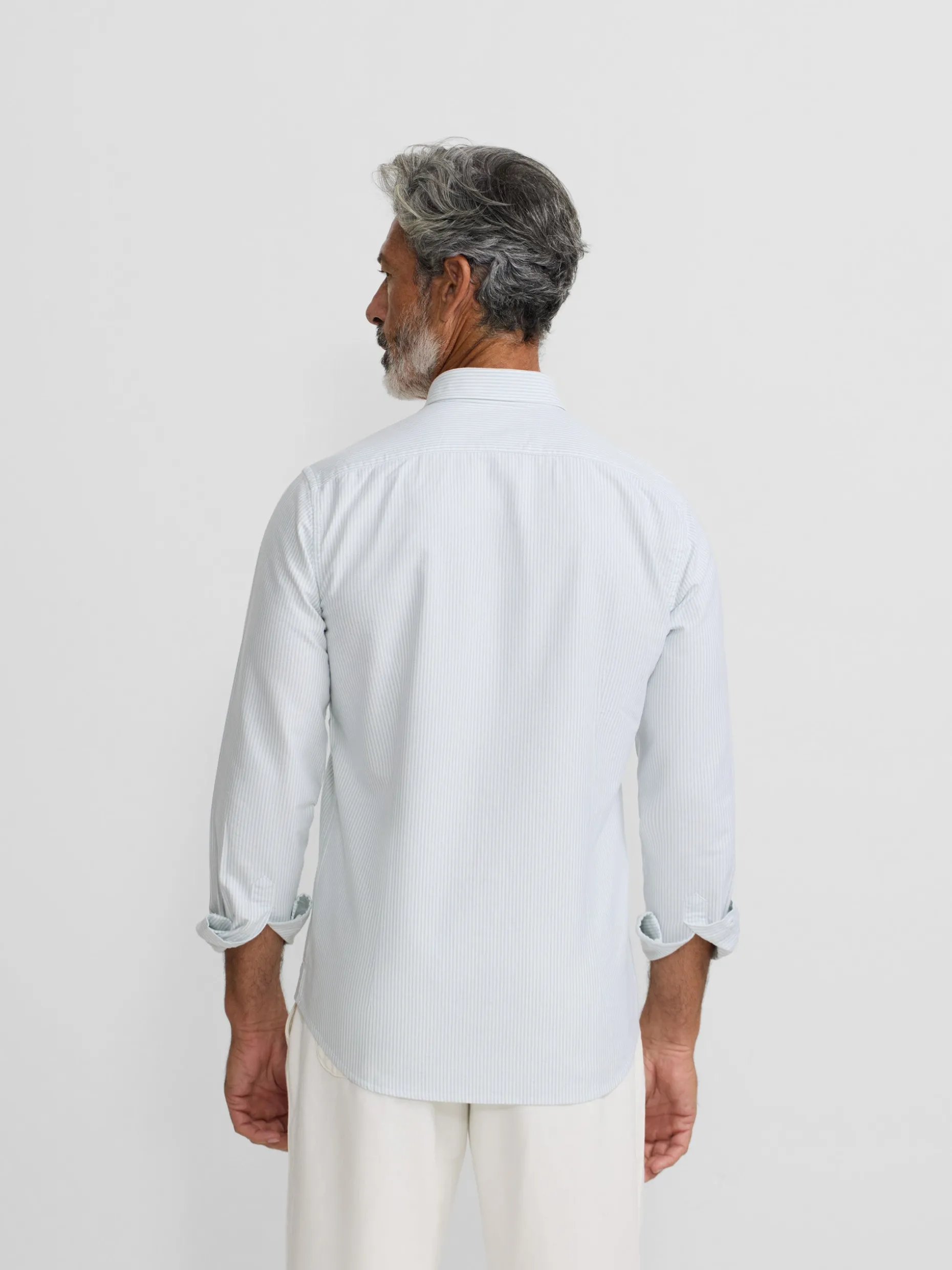 Camisa sport oxford raqueta rayas verde