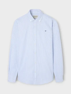 Camisa sport oxford raquetas rayas azul medio
