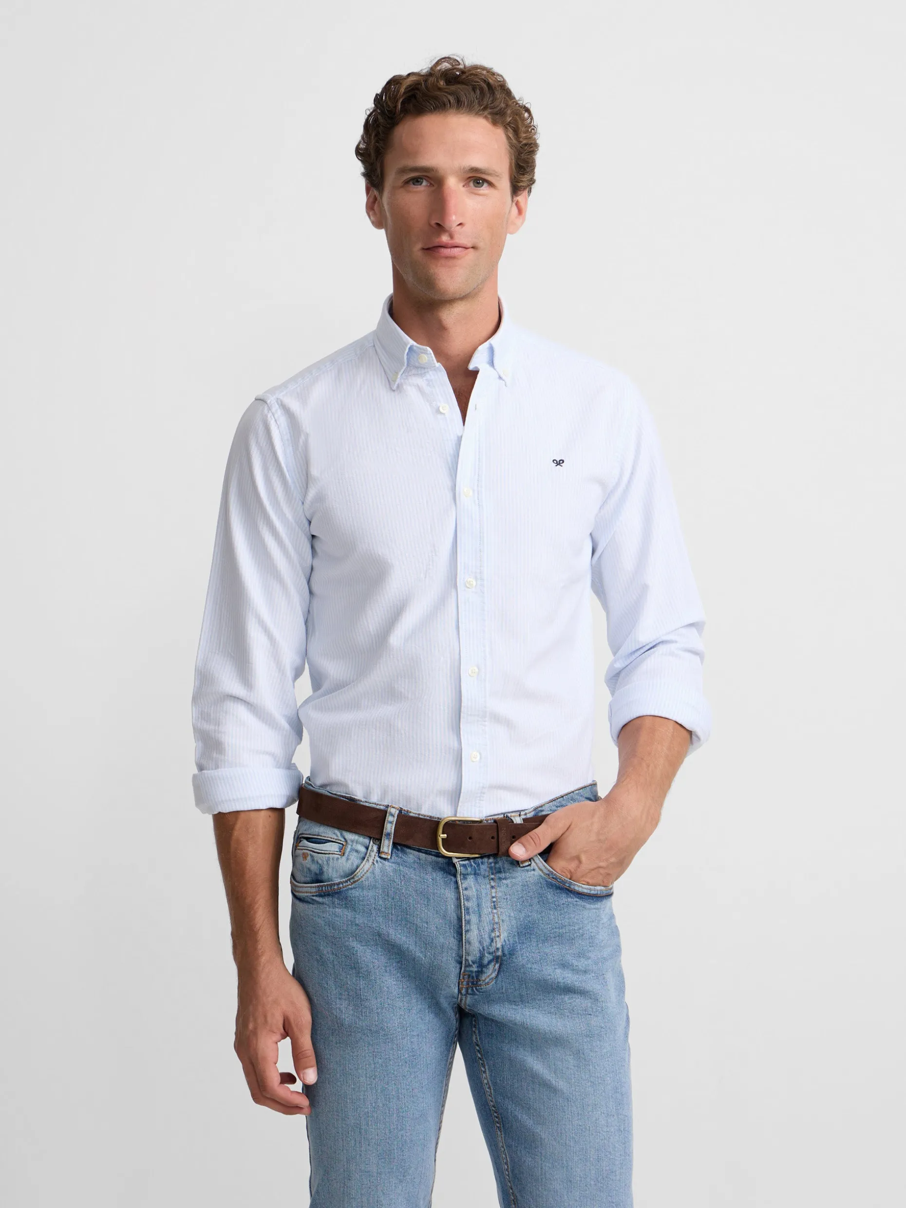Camisa sport oxford raya celeste