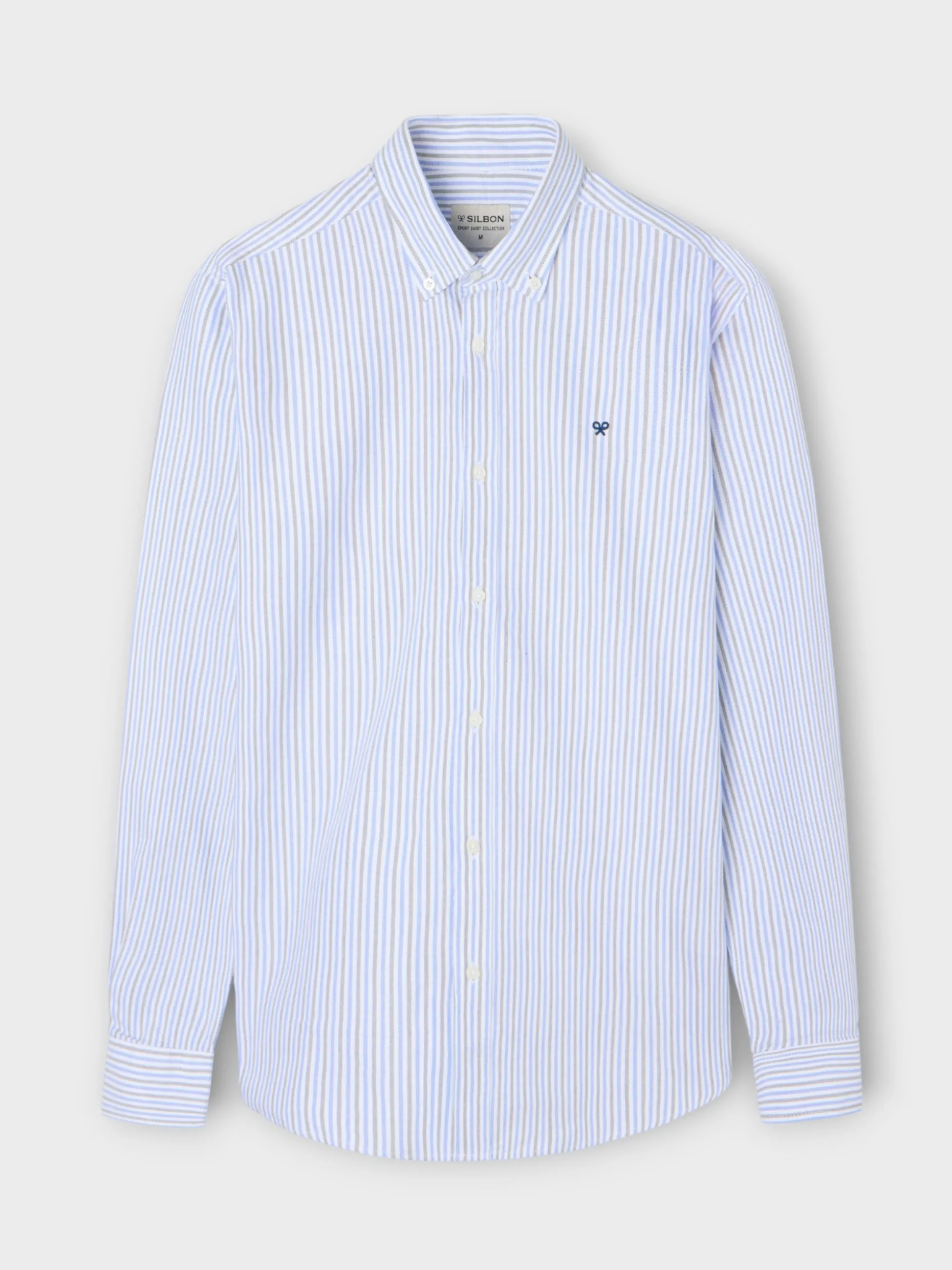 Camisa sport oxford rayas azul verde