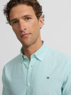 Camisa sport oxford rayas verde medio