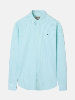 Camisa sport oxford rayas verde medio