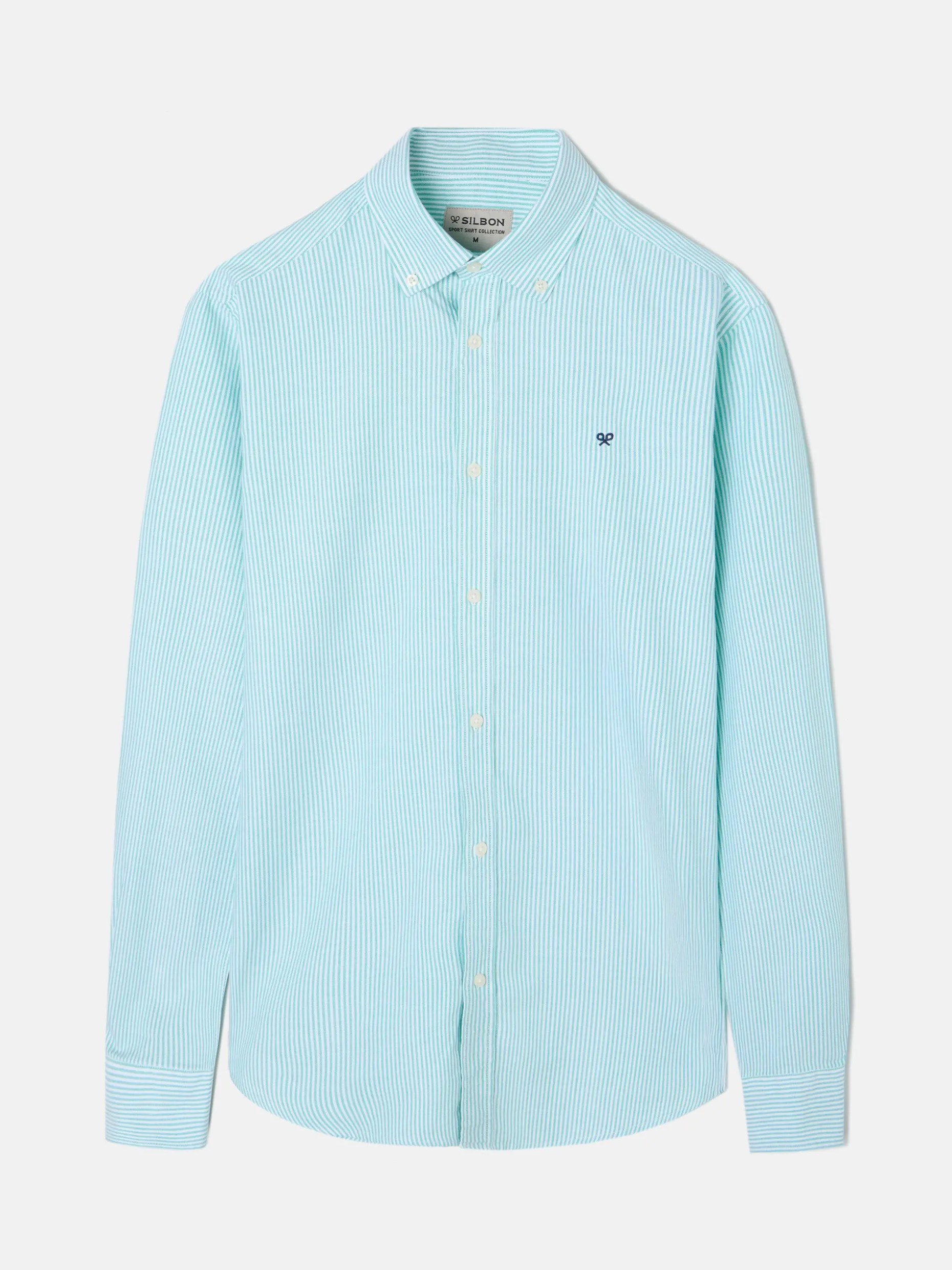 Camisa sport oxford rayas verde medio