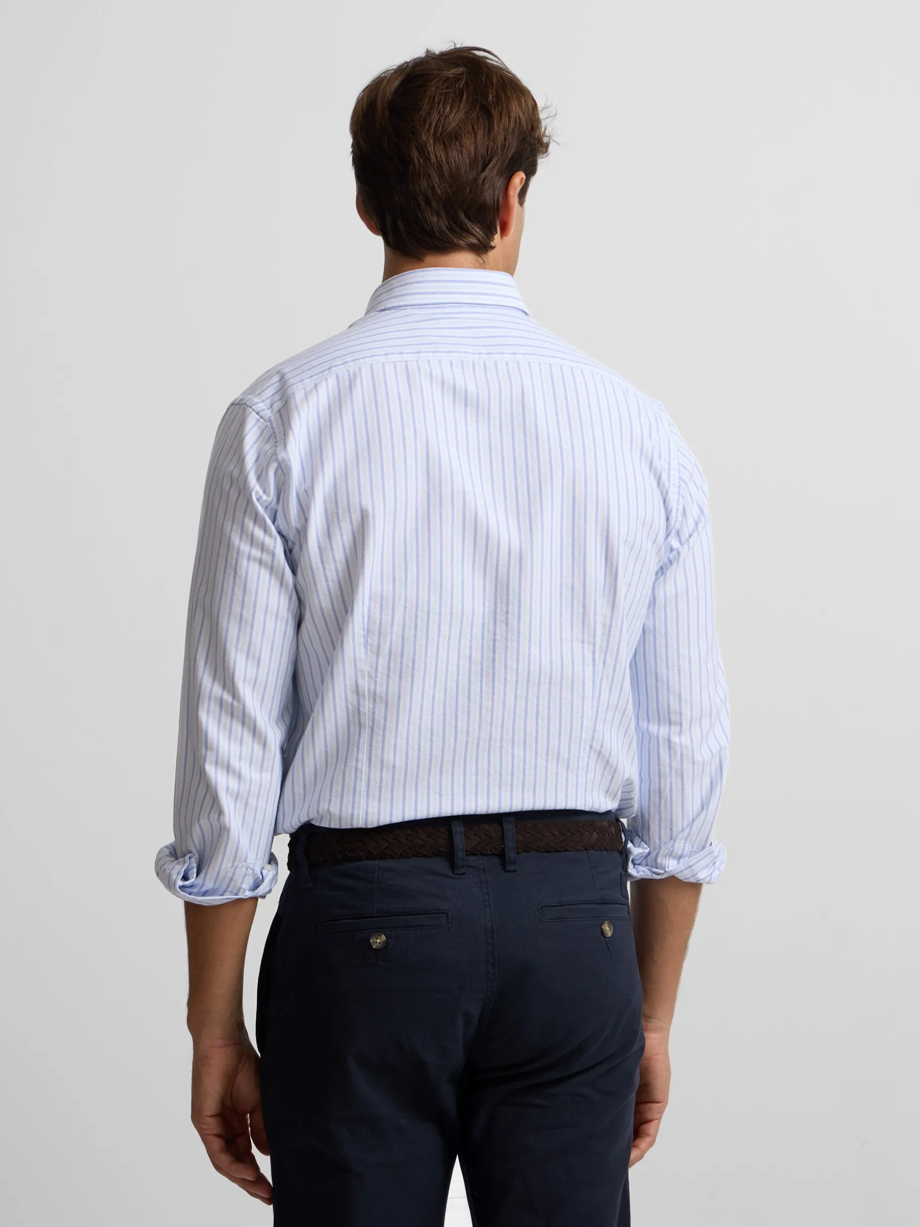 Camisa sport oxford rayas azul navy