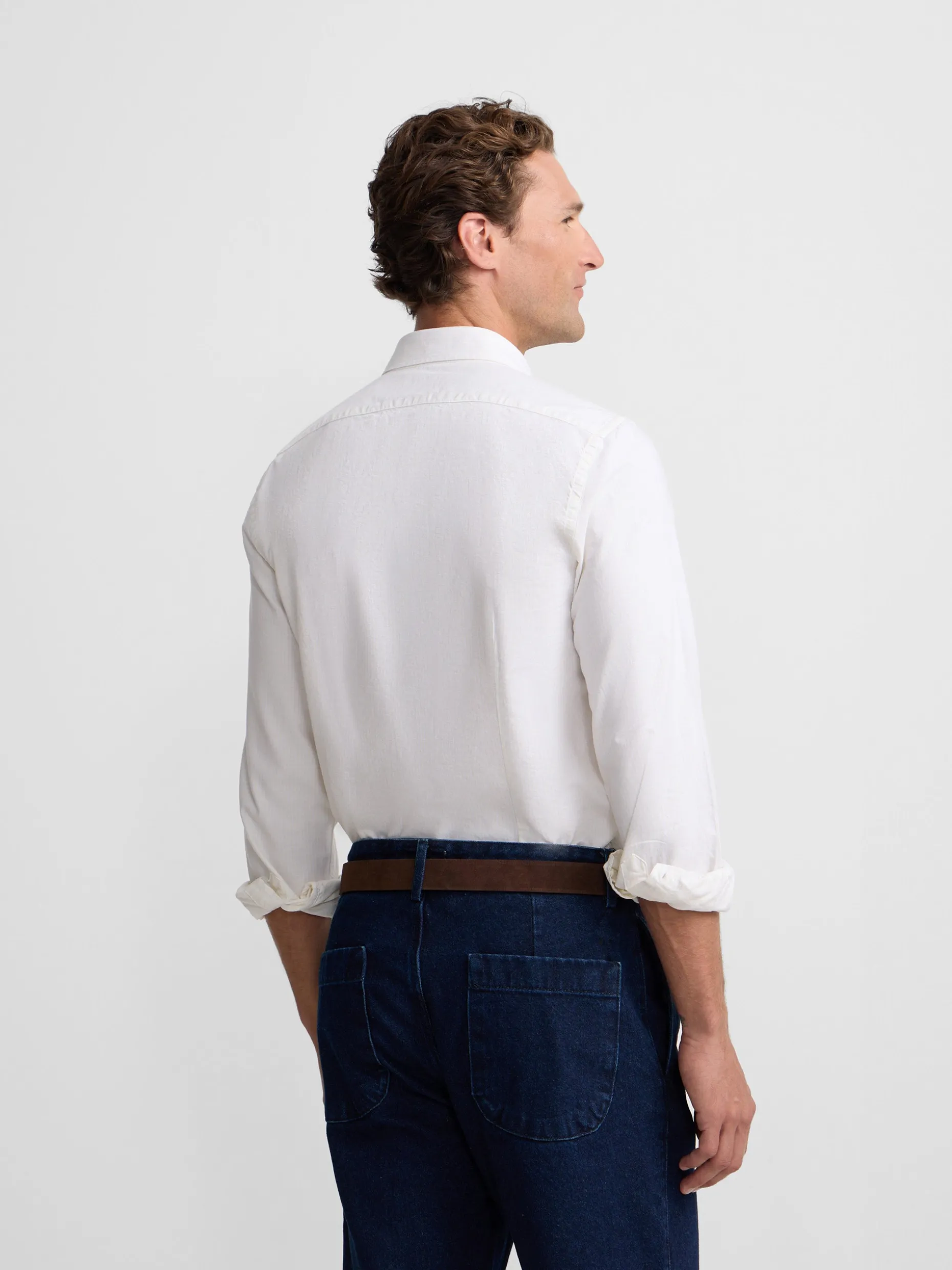 Camisa sport oxford rayas amarilla