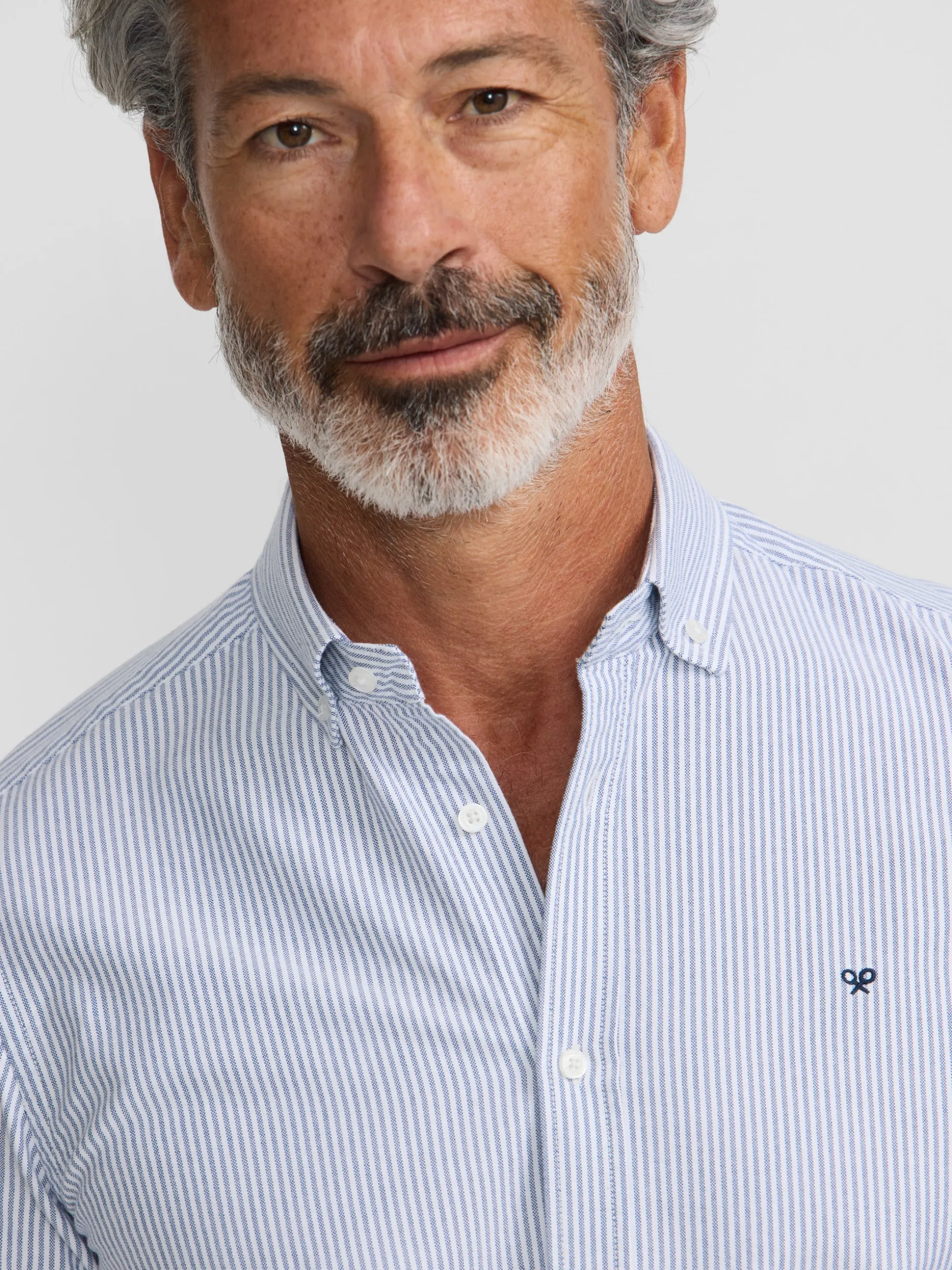 Camisa sport oxford rayas azul medio