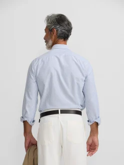 Camisa sport oxford rayas azul medio