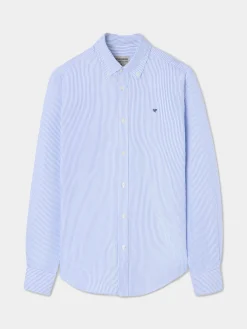 Camisa sport oxford rayas azul medio