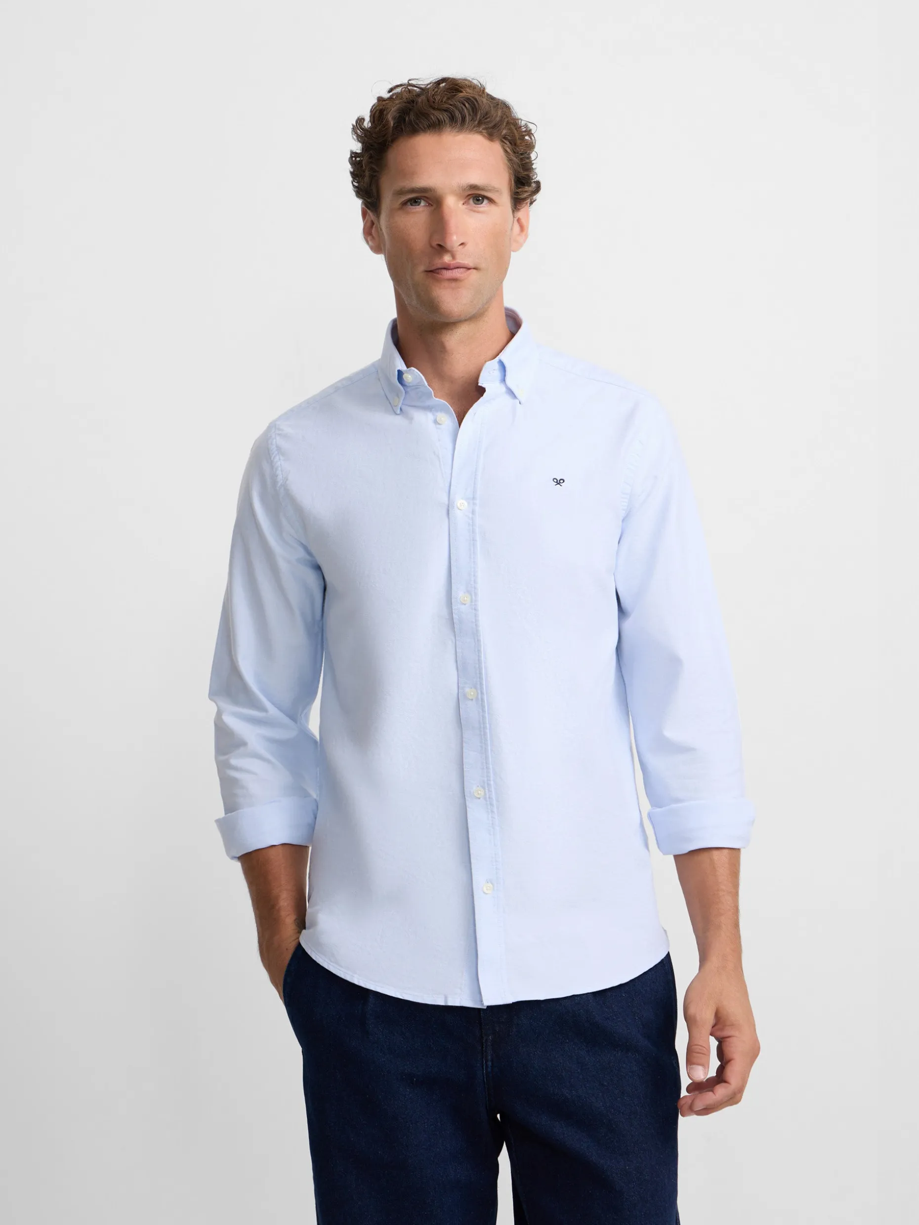 Camisa sport oxford regular fit celeste