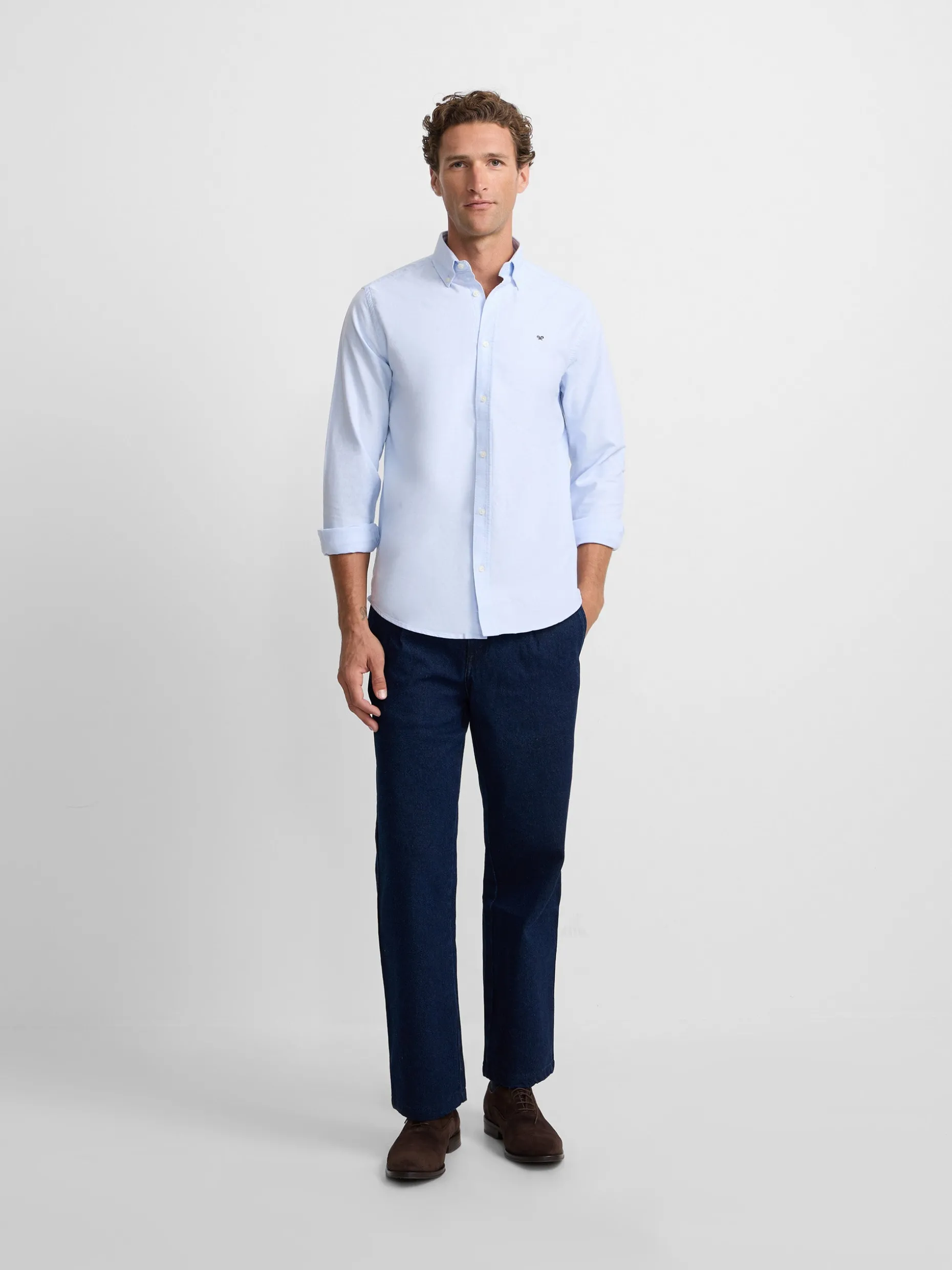 Camisa sport oxford regular fit celeste