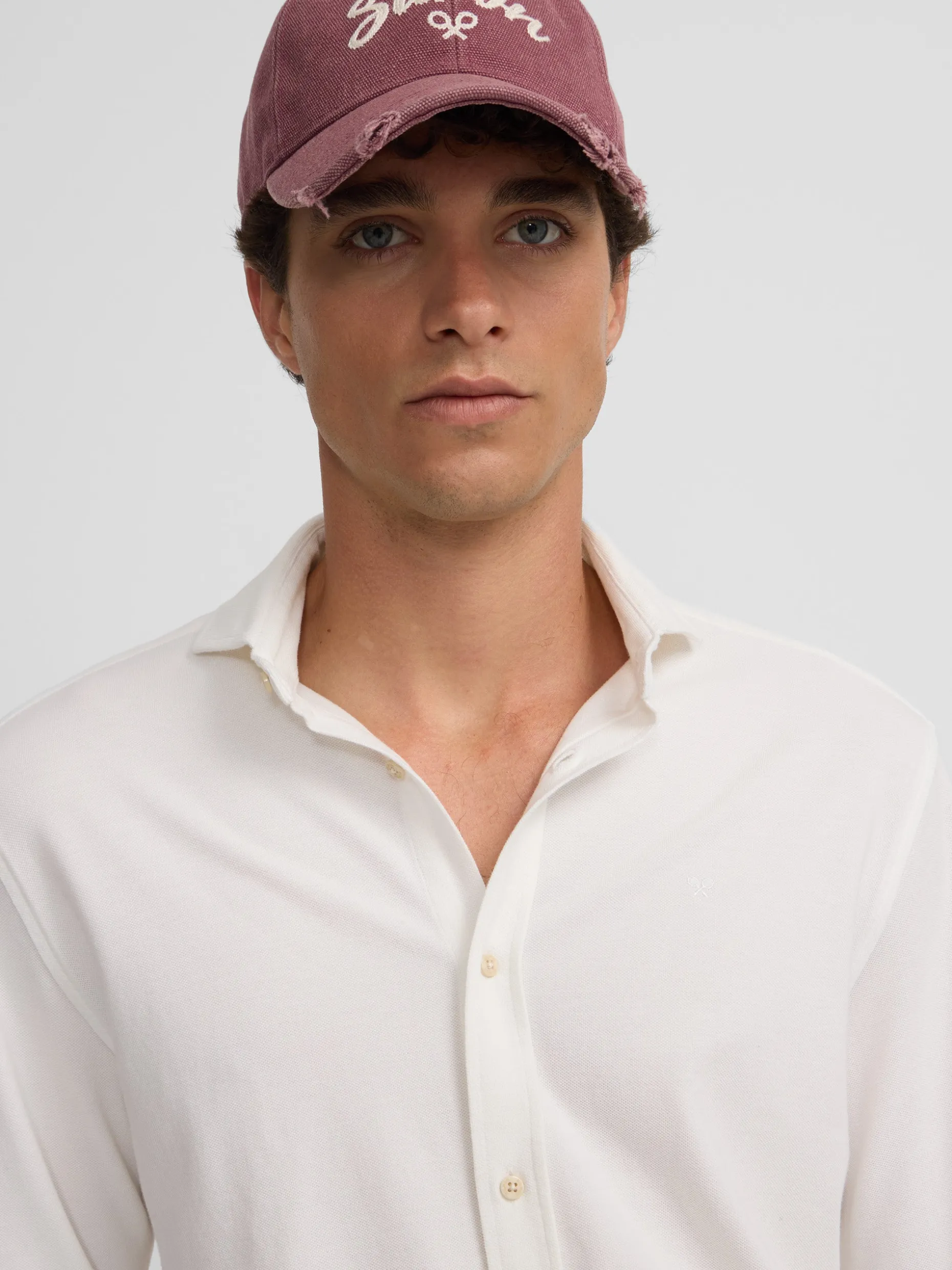 Camisa sport raqueta estructura blanco