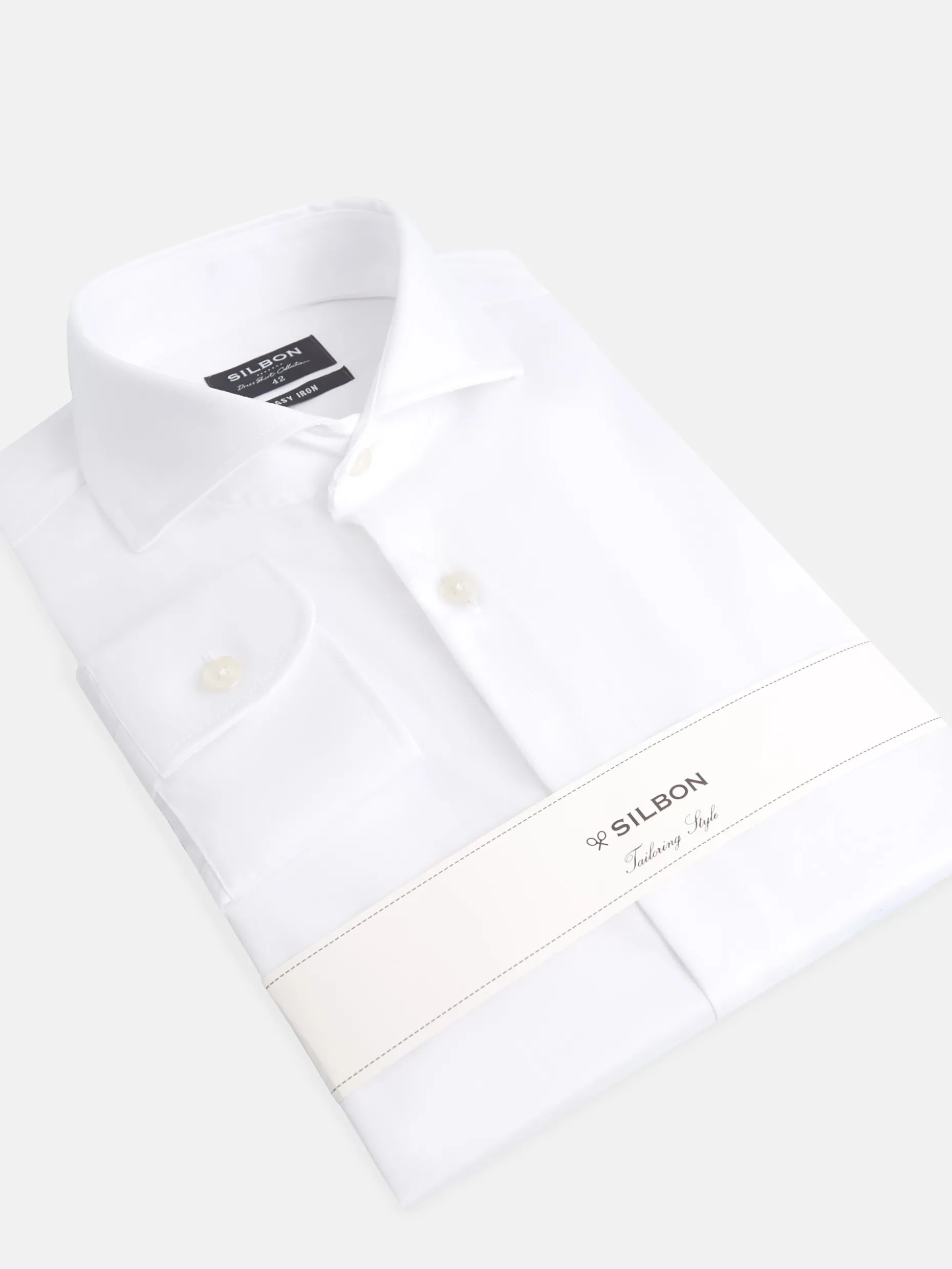 Camisa vestir blanca puño simple easy iron