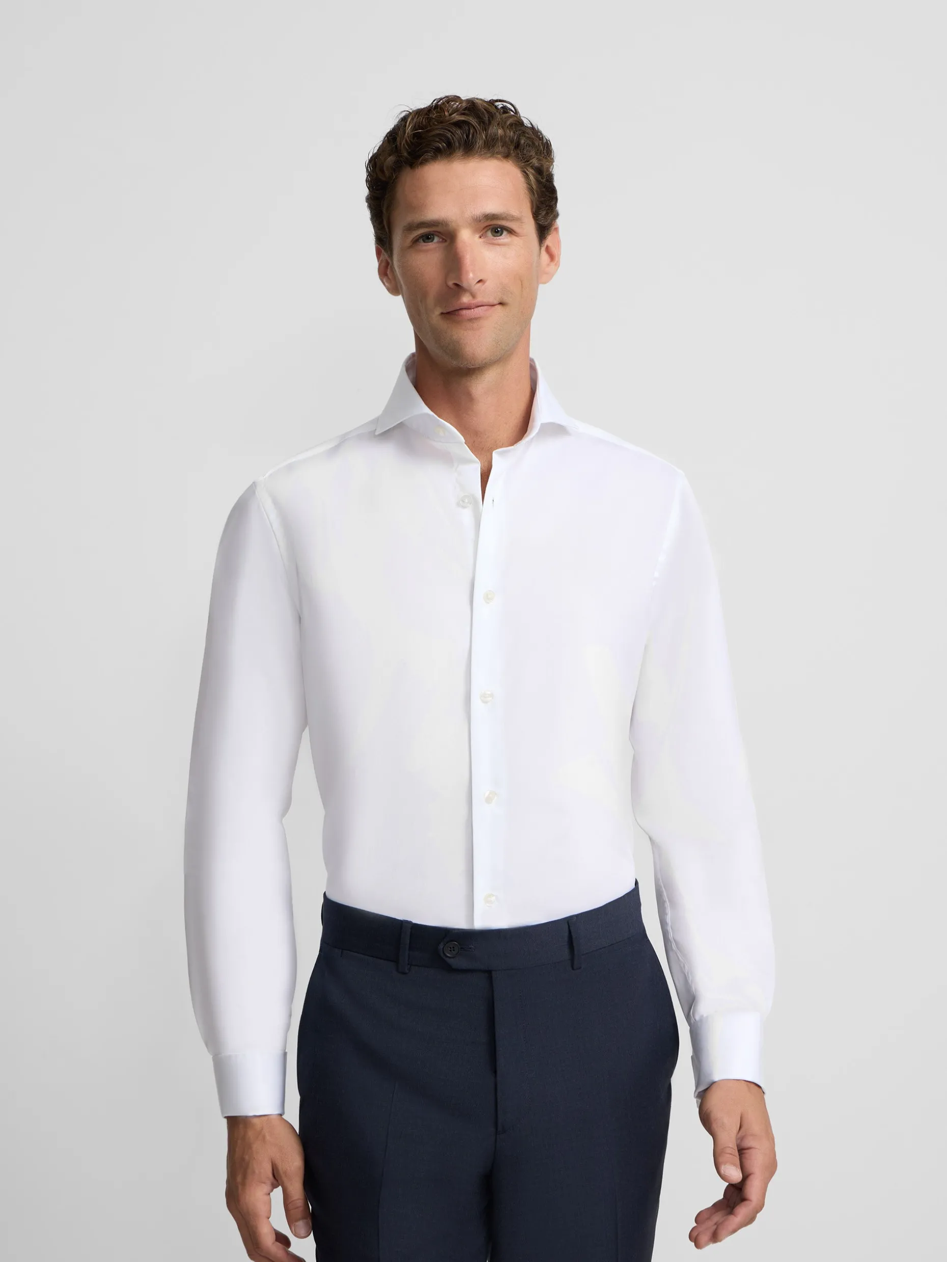 Camisa vestir blanca puño doble easy iron